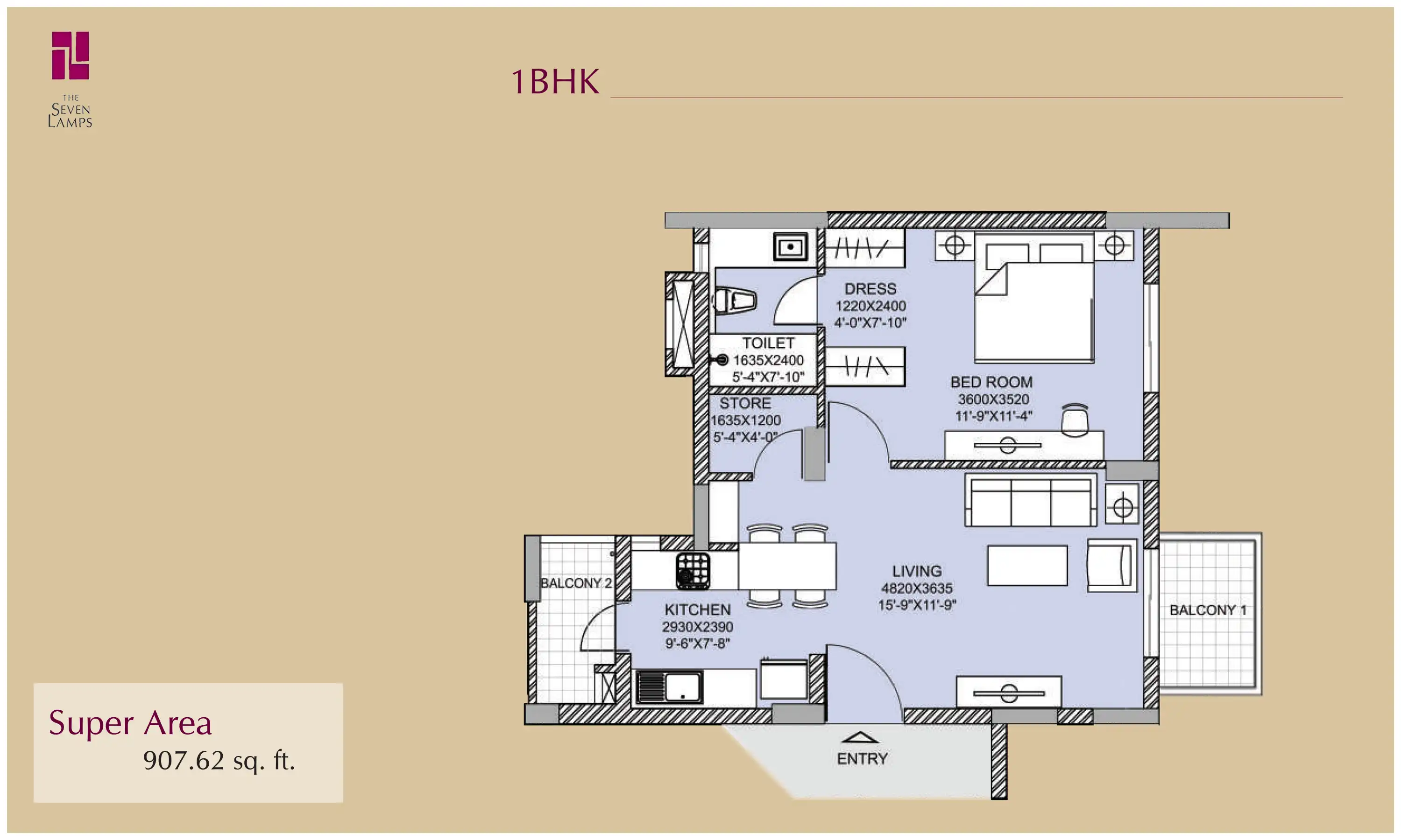 908 Sqft