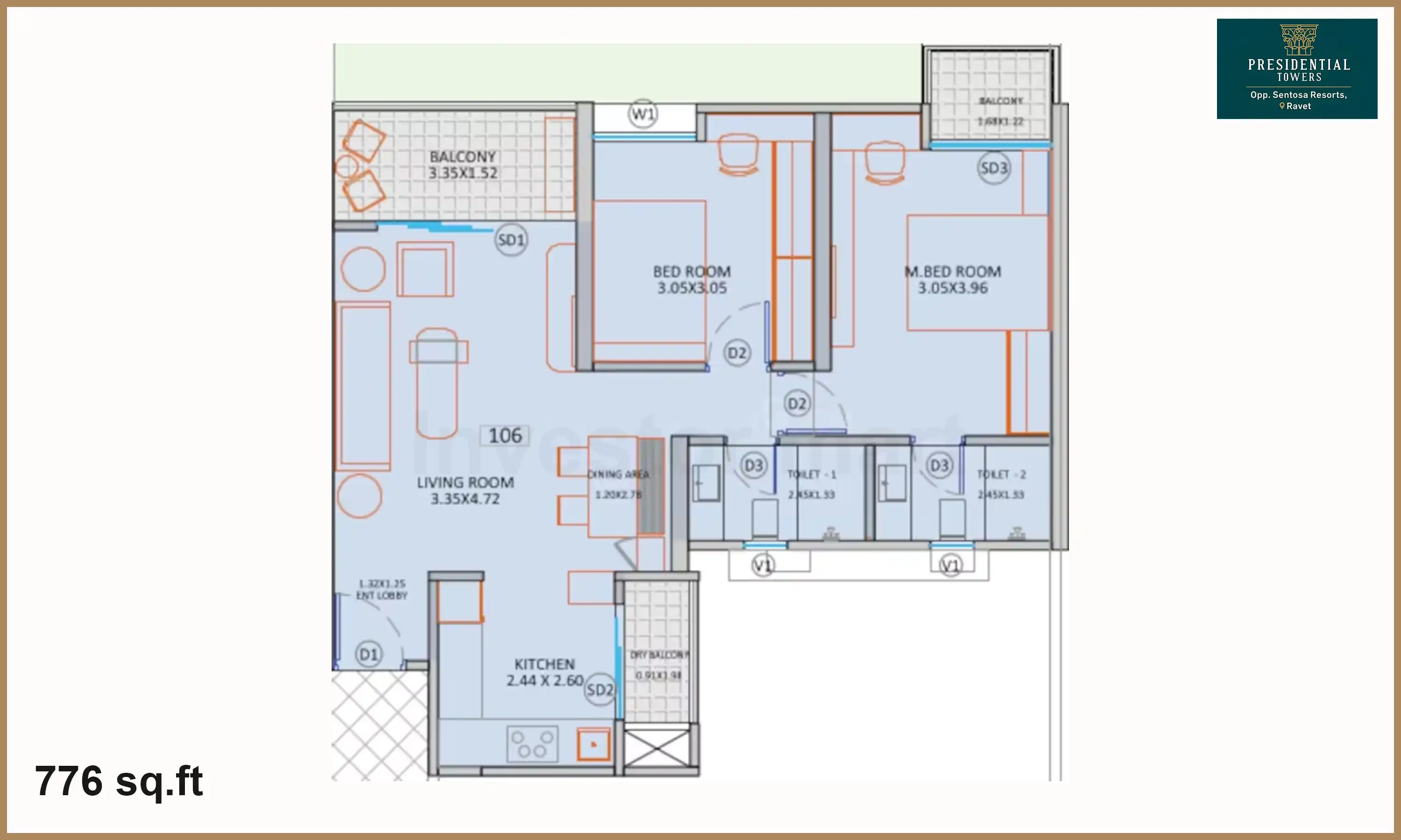 776 Sqft