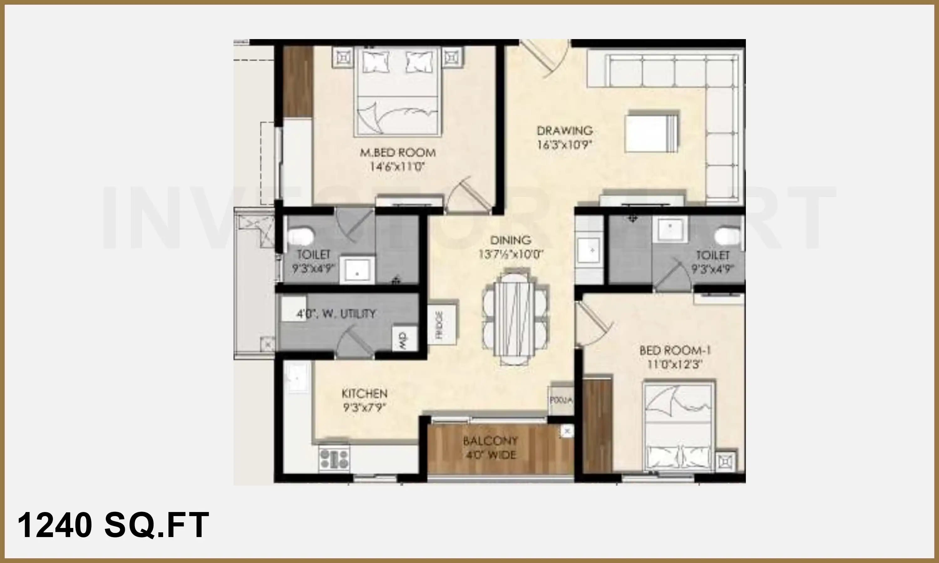 1240 Sqft