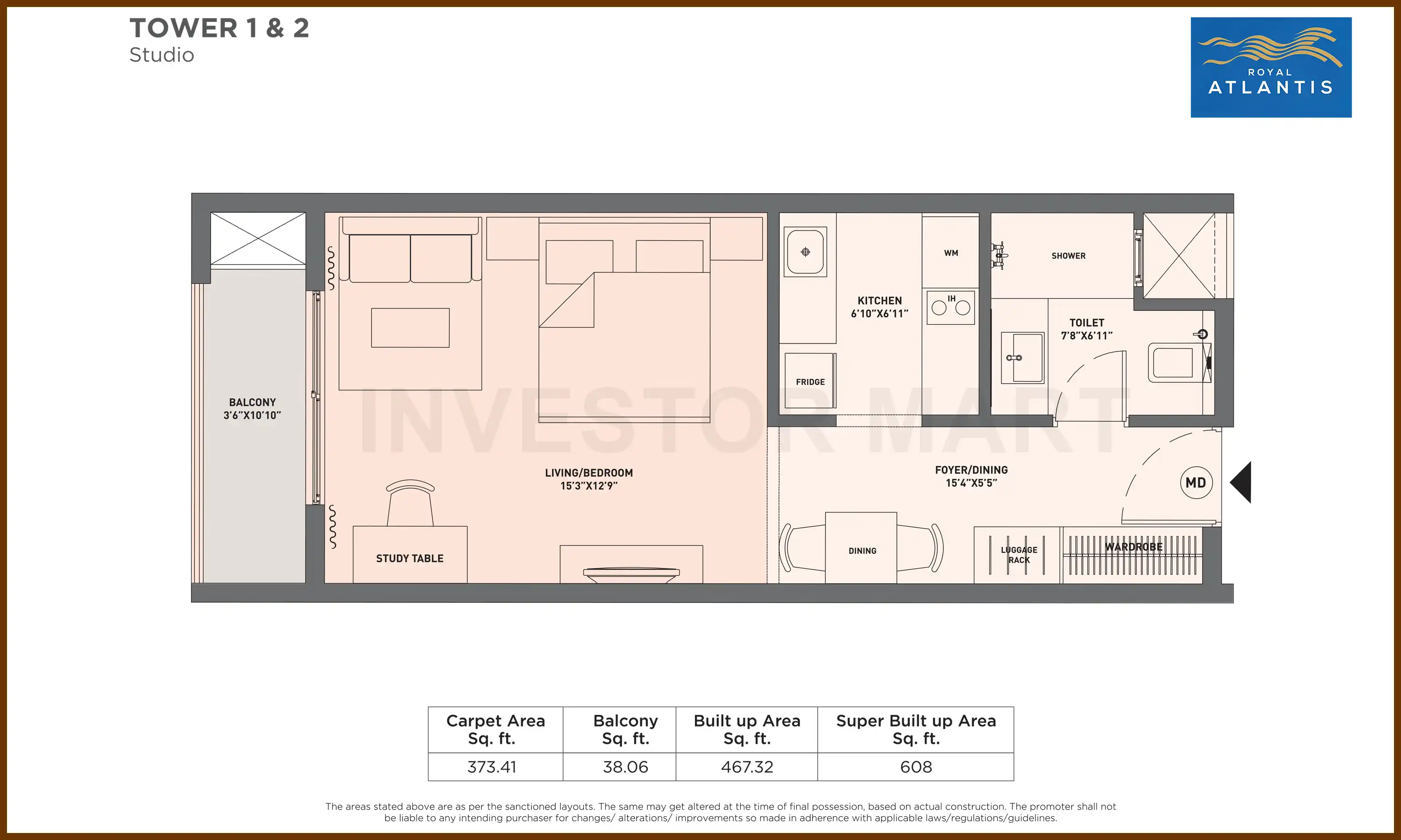 608 Sqft