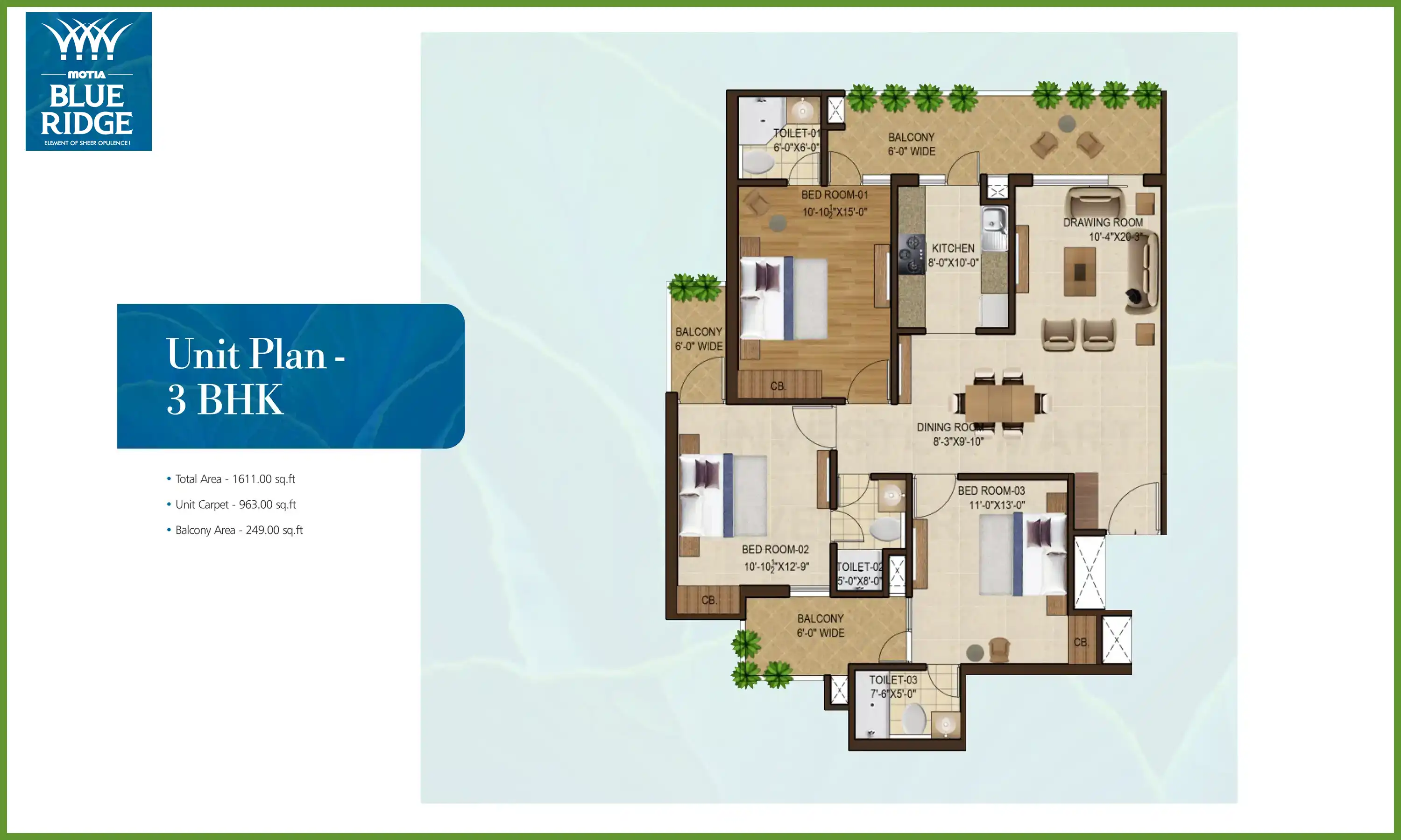 1611 Sqft
