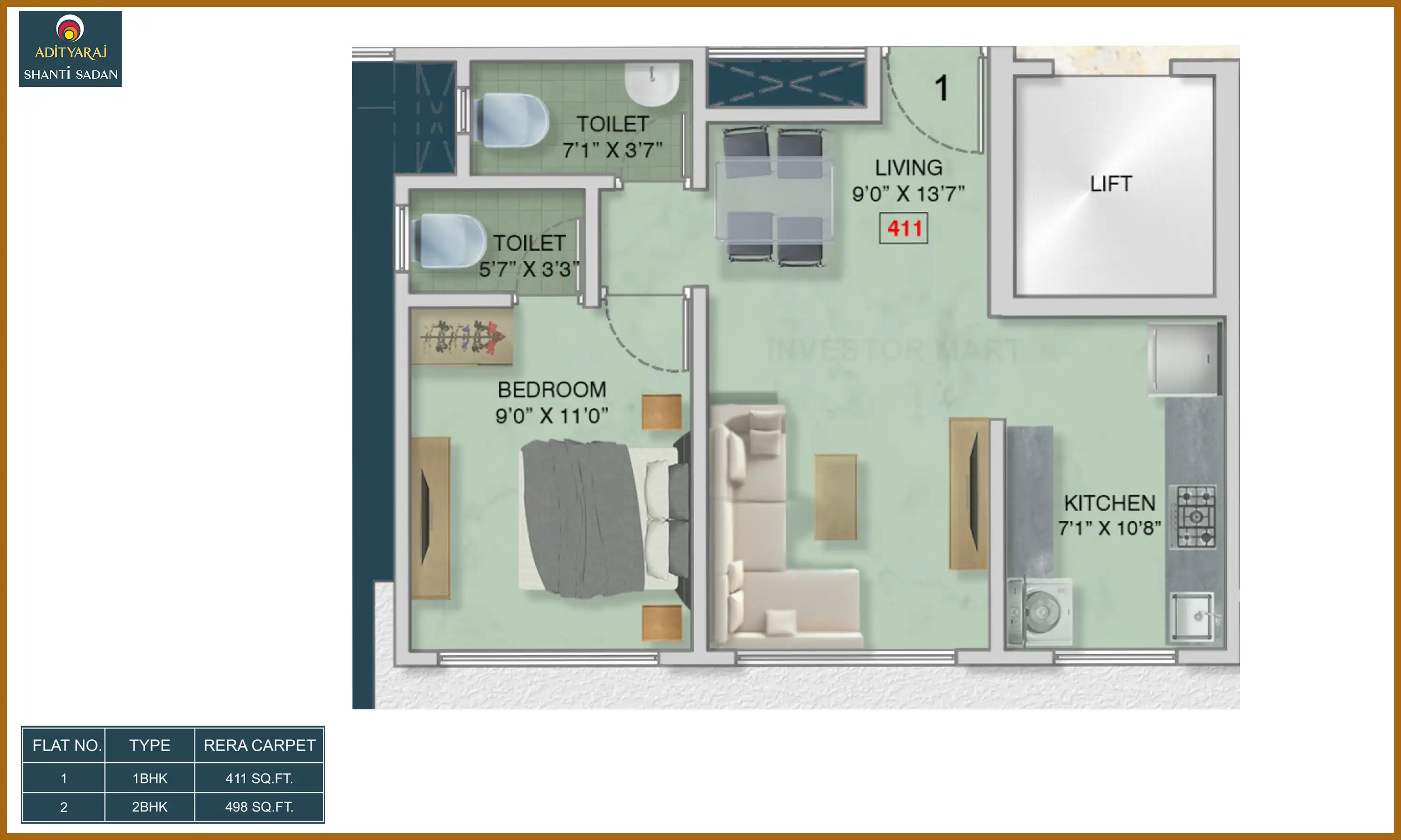 411 Sqft