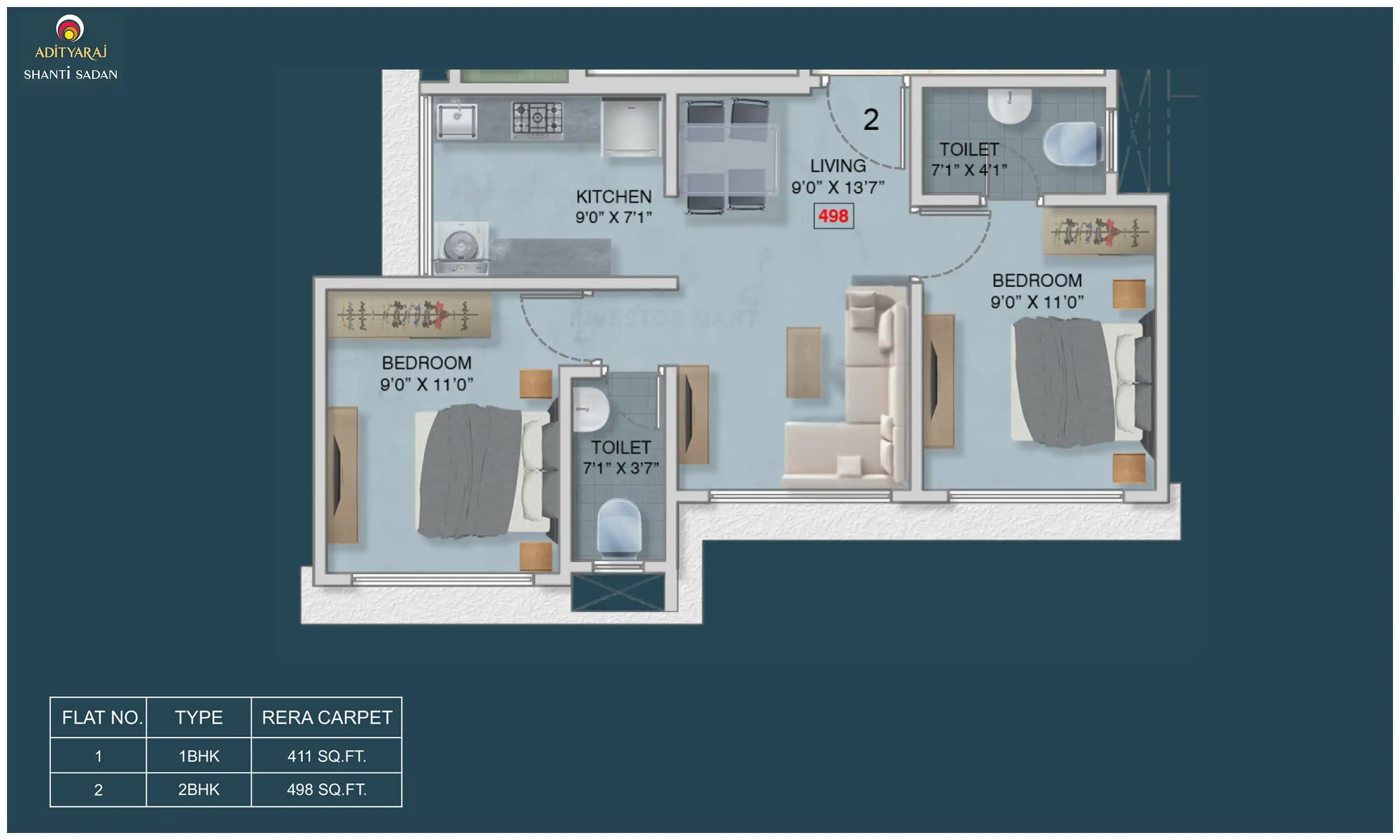 498 Sqft