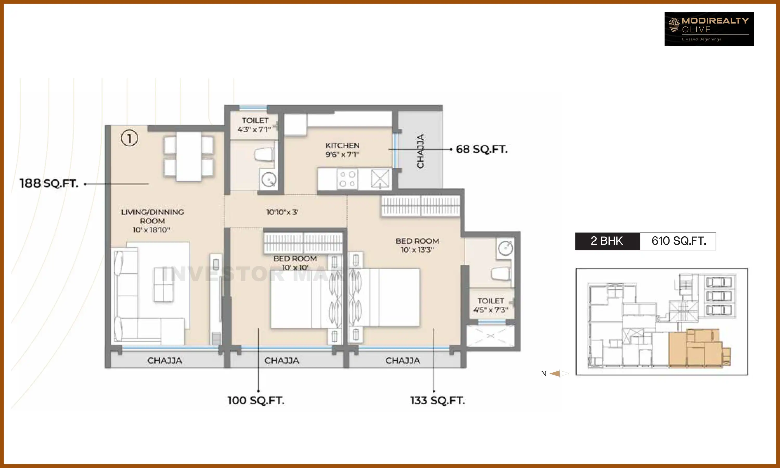 610 Sqft