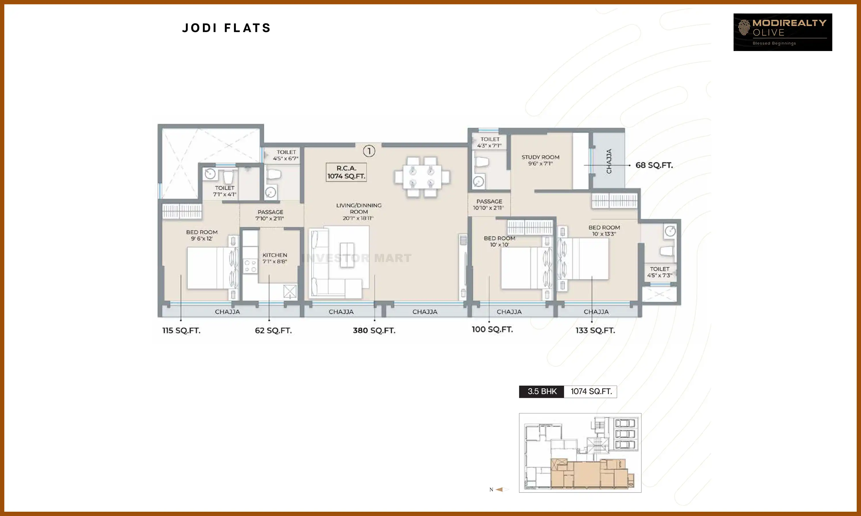 1074 Sqft