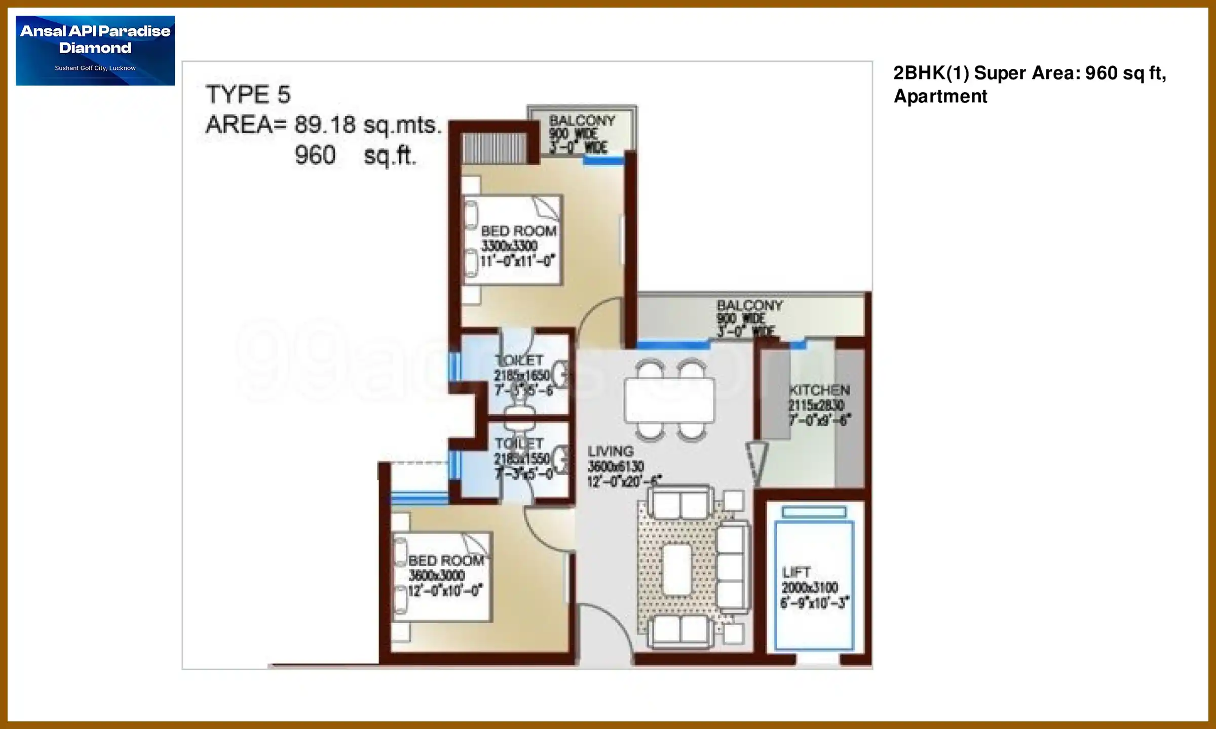 960 Sqft