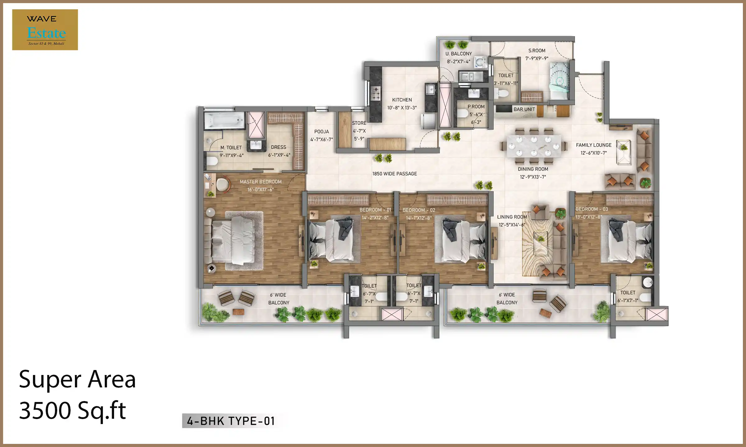 3500 Sqft