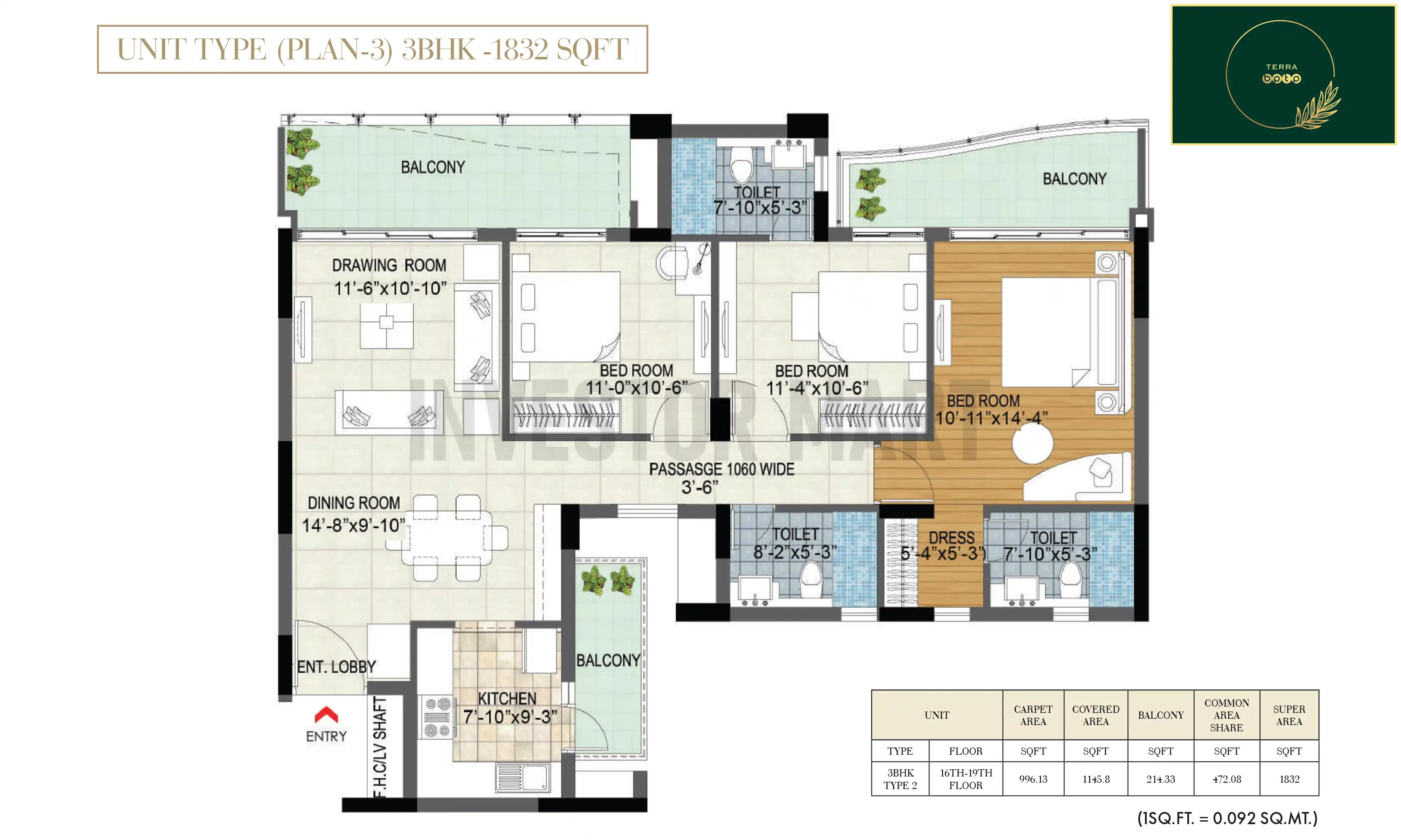 1832 Sqft