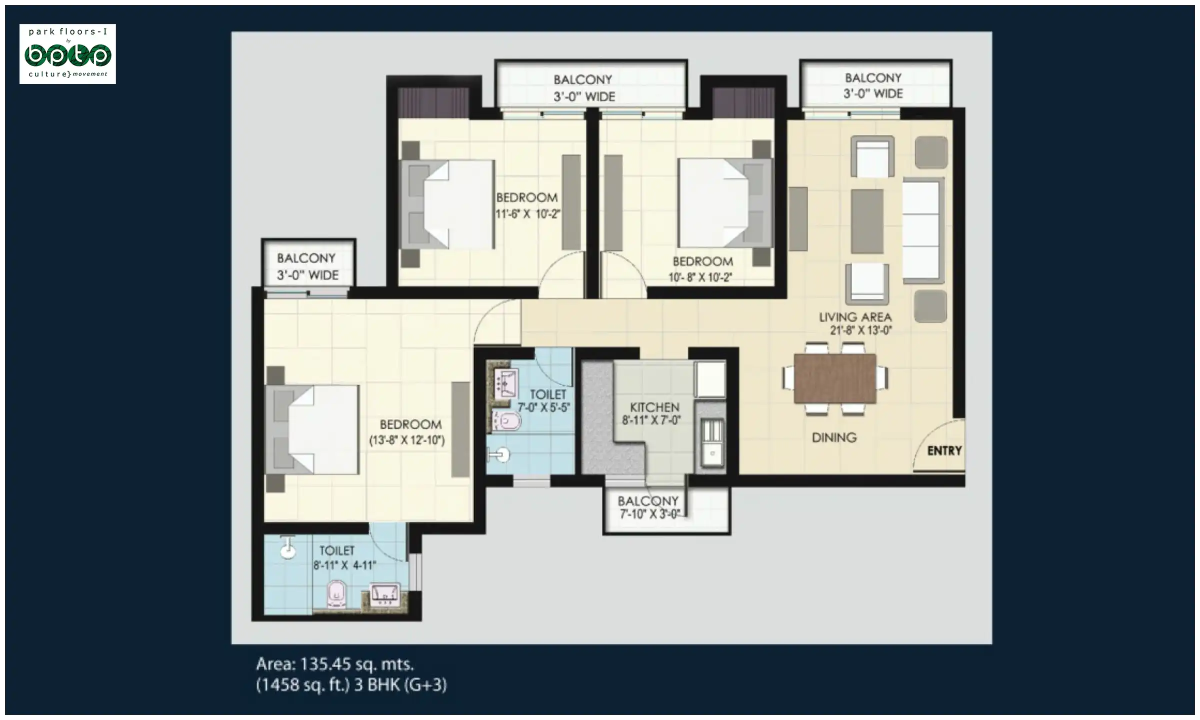 1458 Sqft
