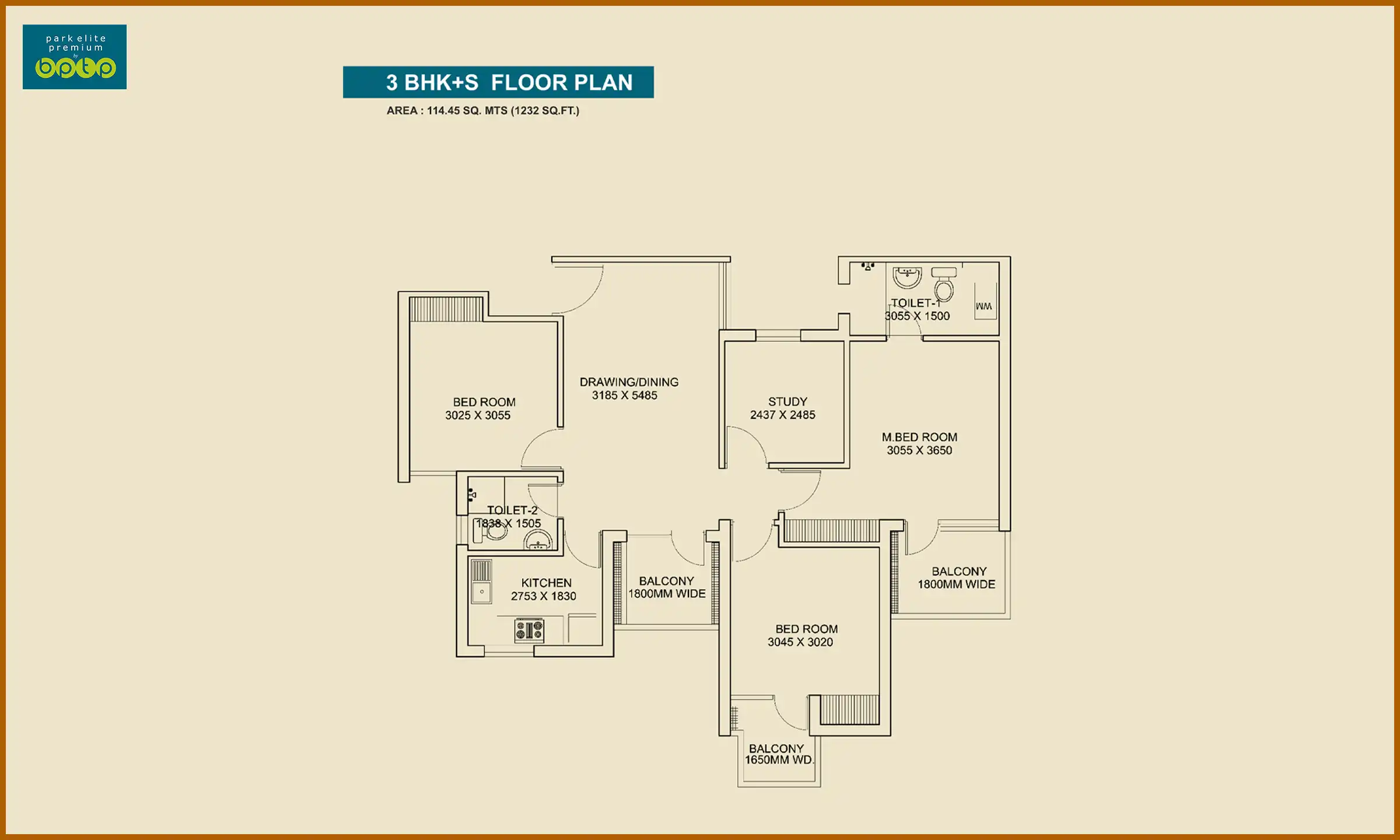 1232 Sqft