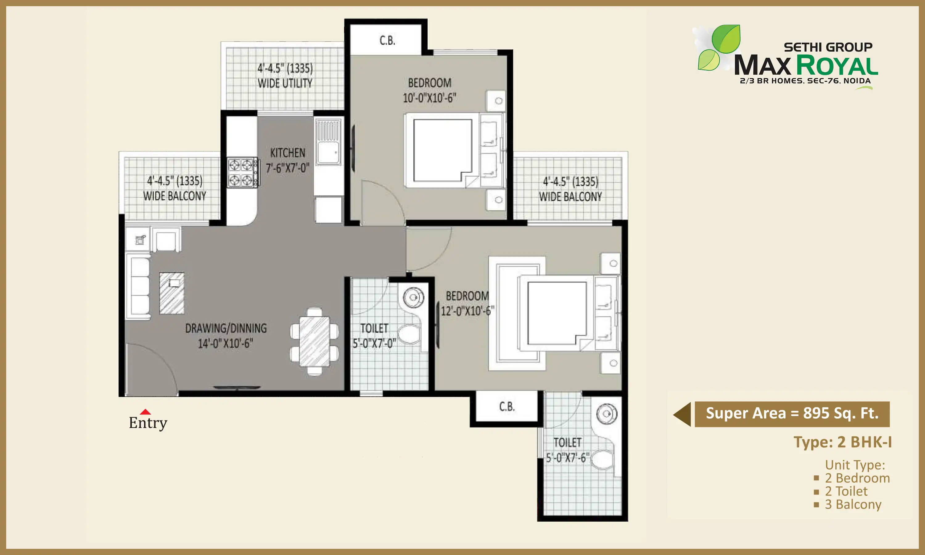 895 Sqft