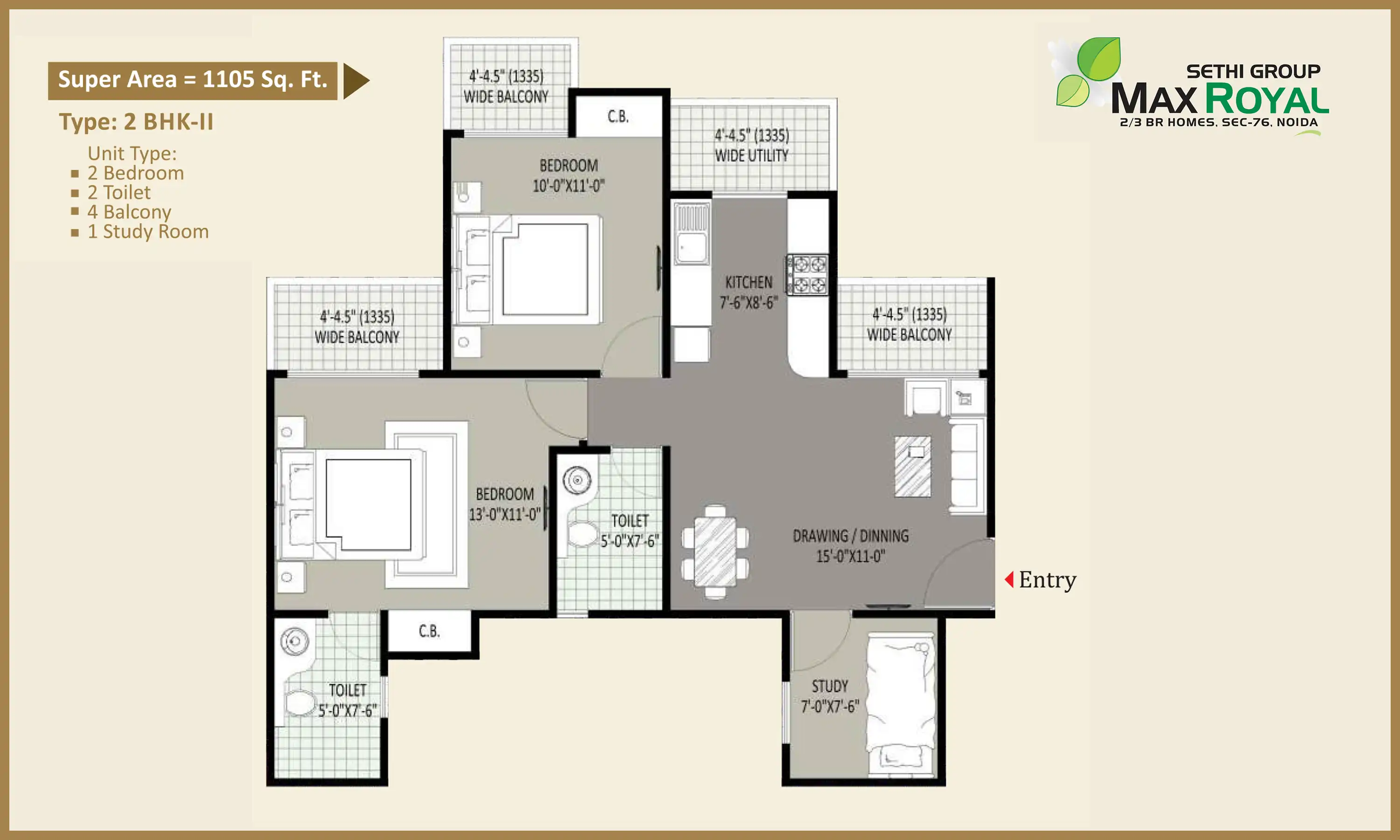 1105 Sqft