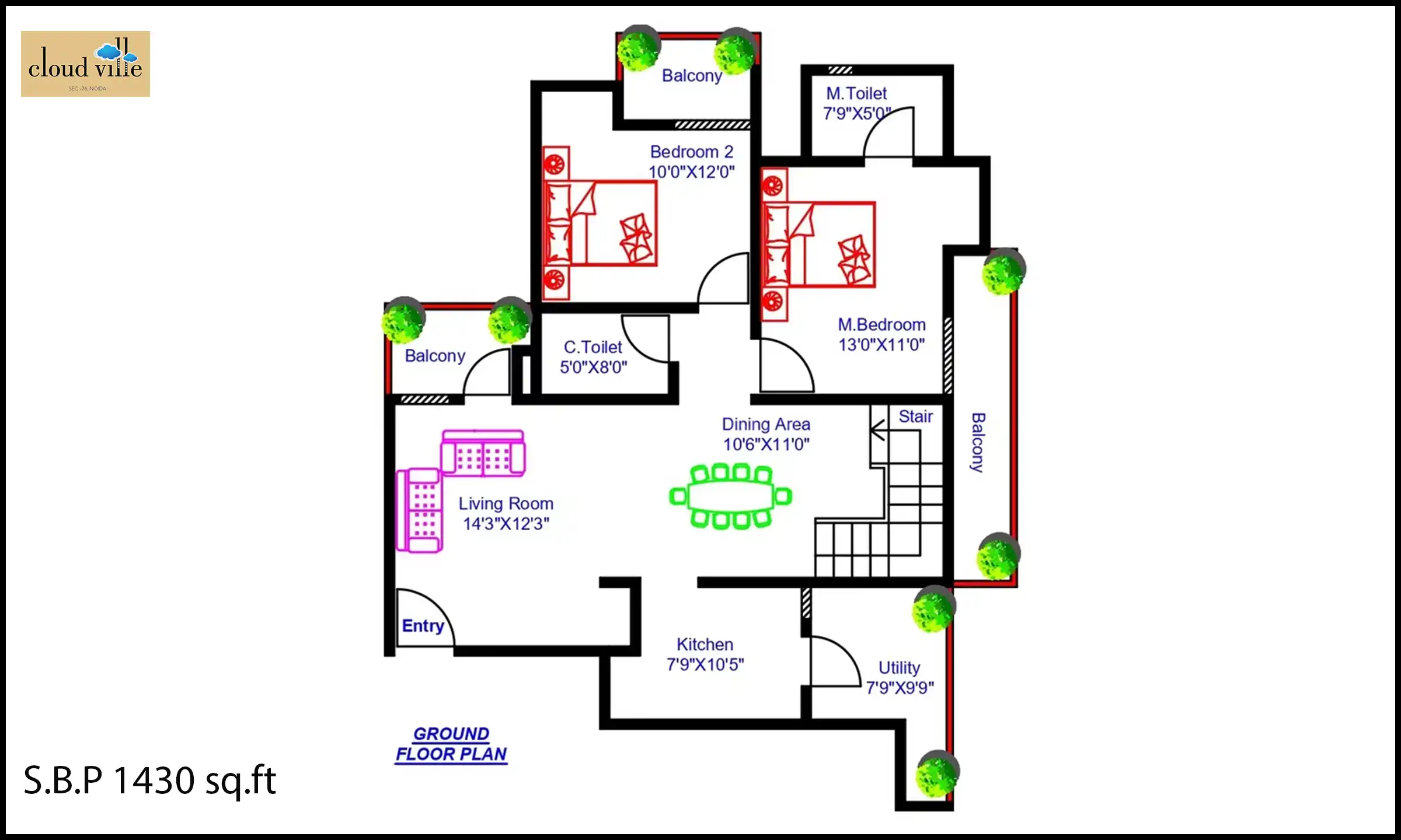 1430 Sqft