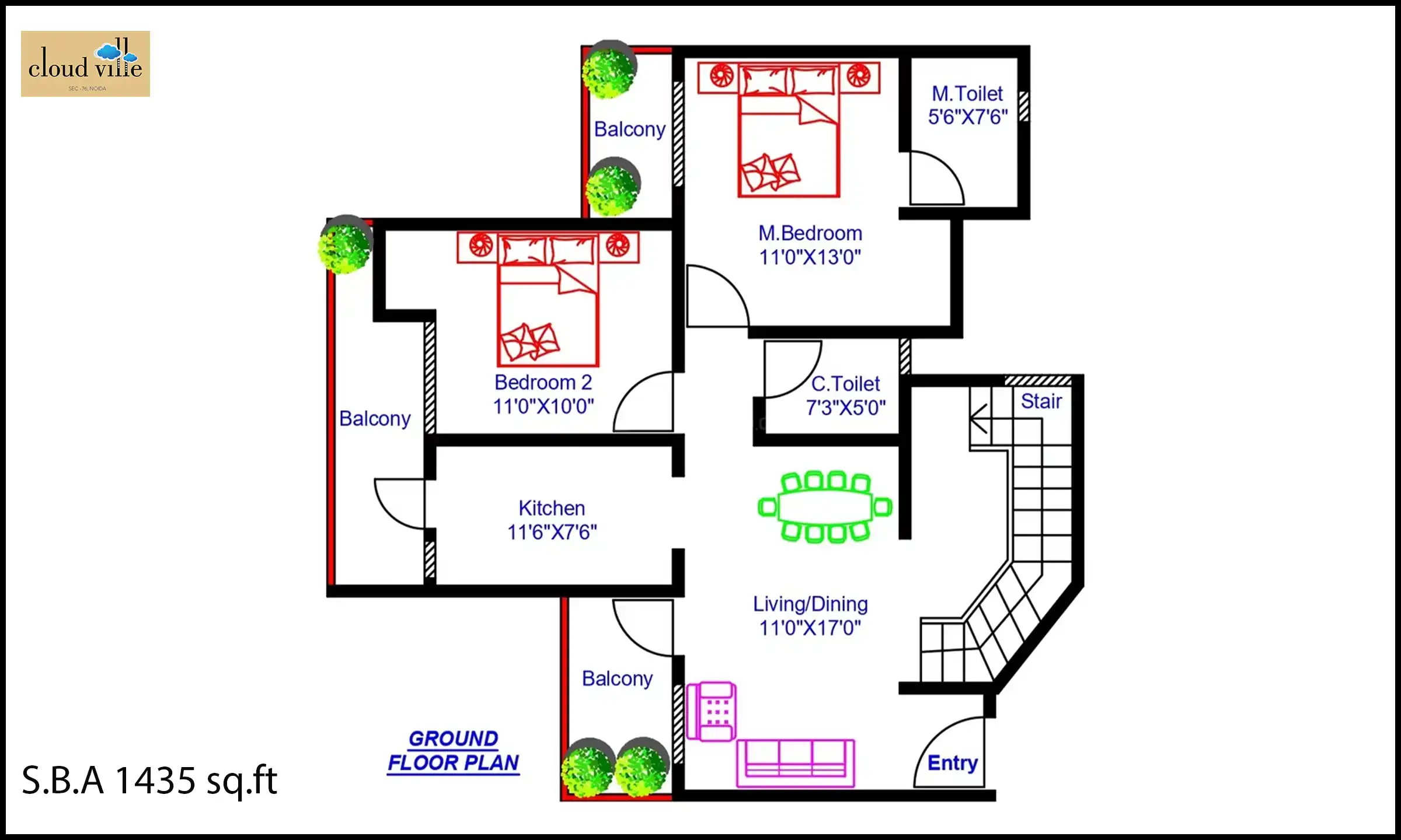 1435 Sqft