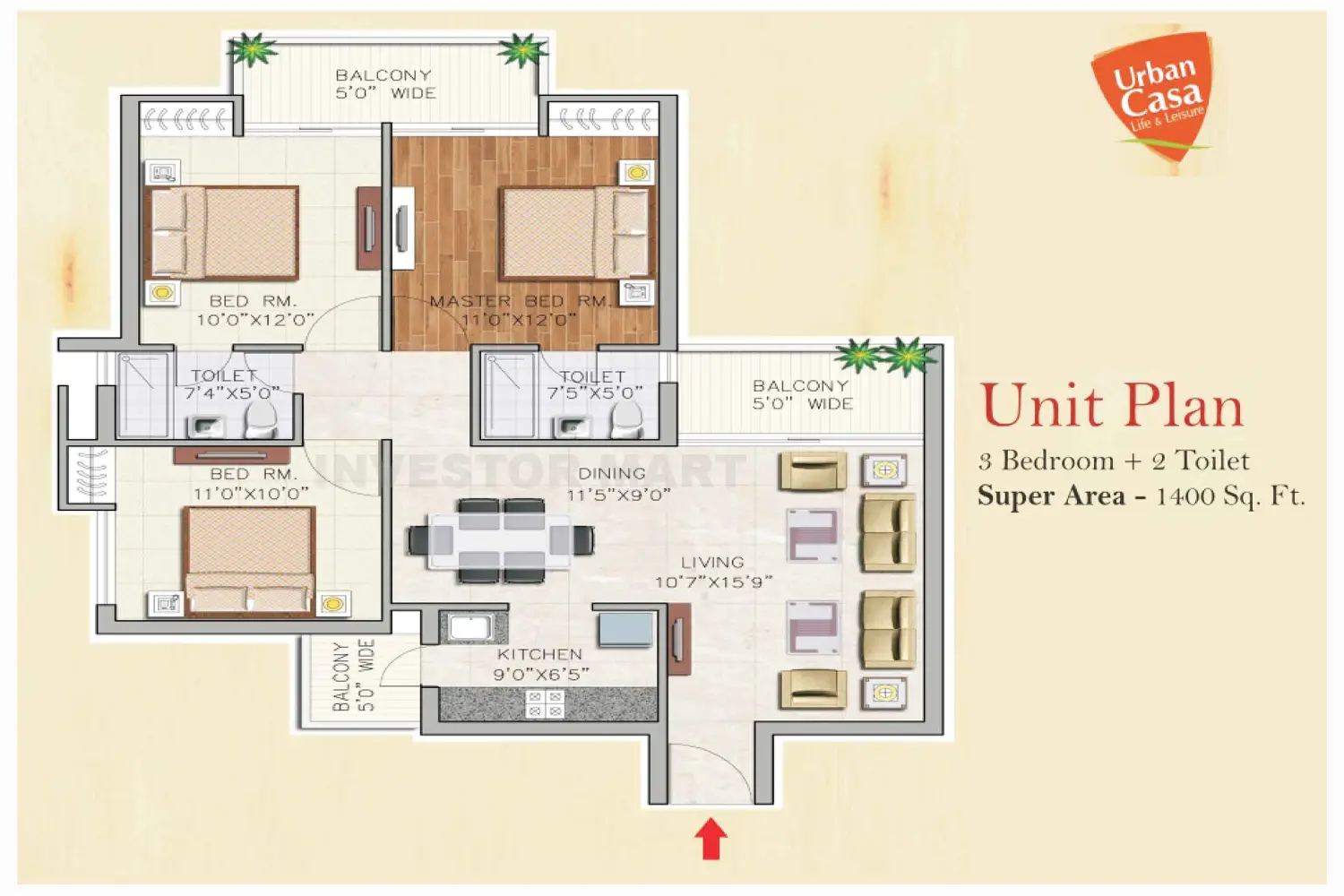 1400 Sqft