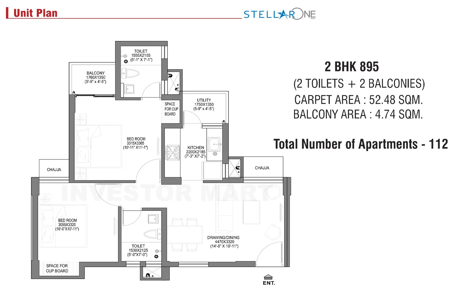 895 Sqft