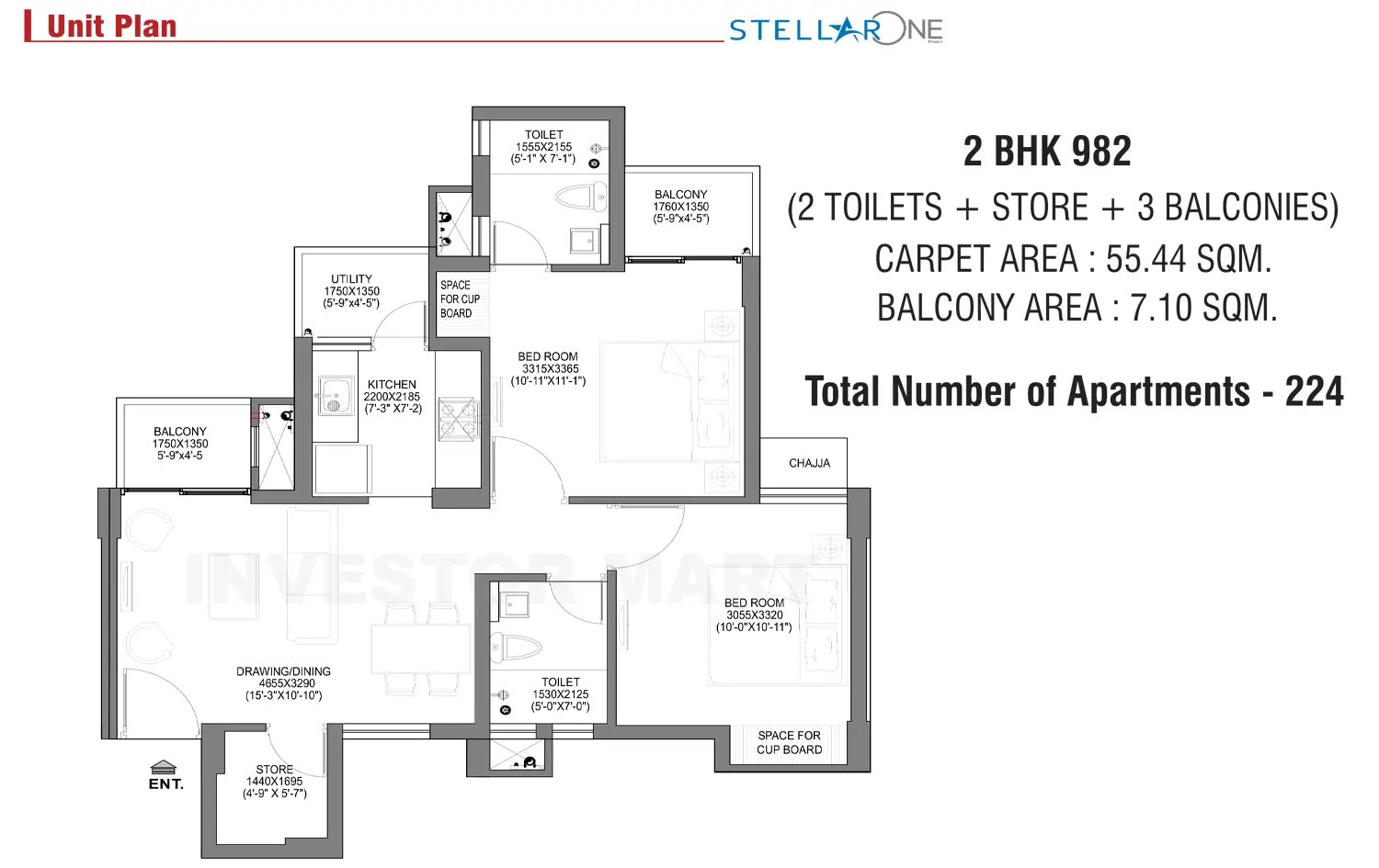 982 Sqft