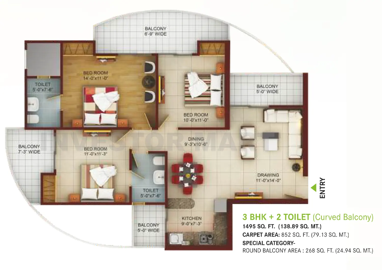 1495 Sqft