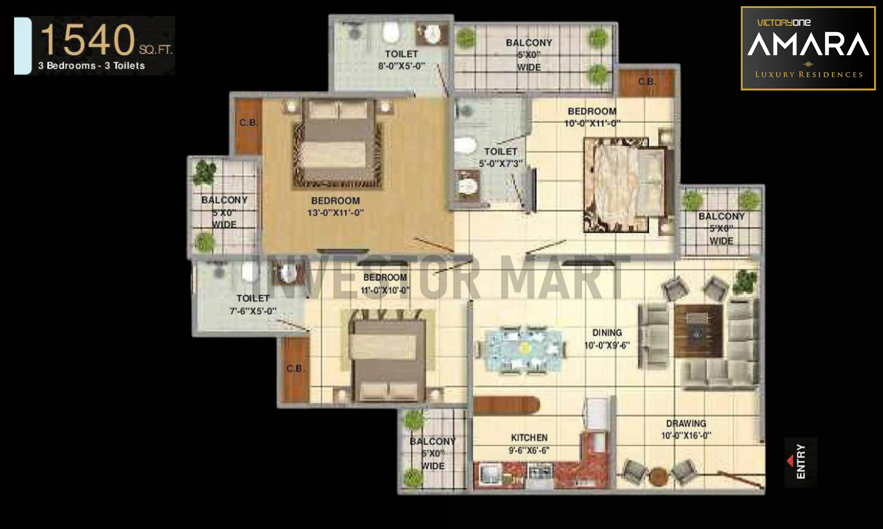 1540 Sqft