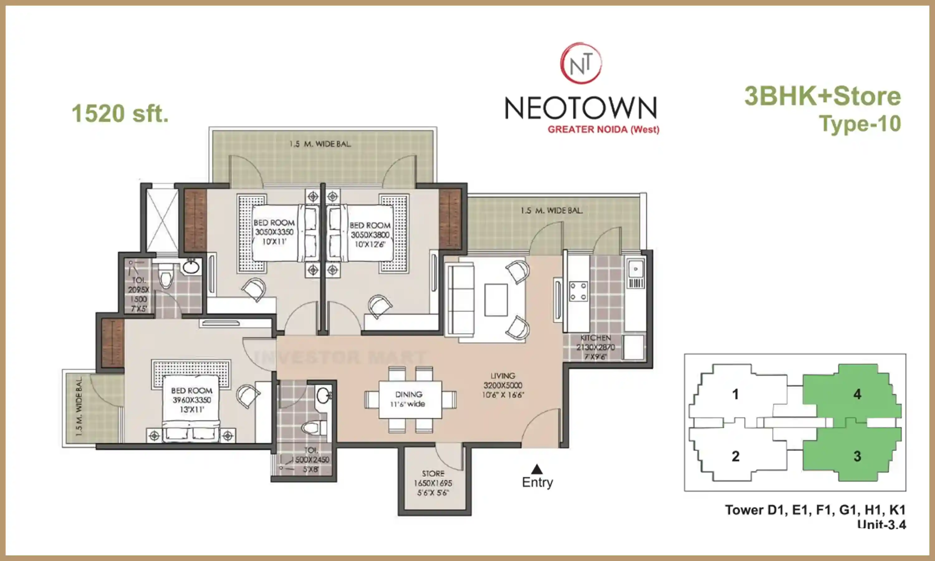 1520 Sqft