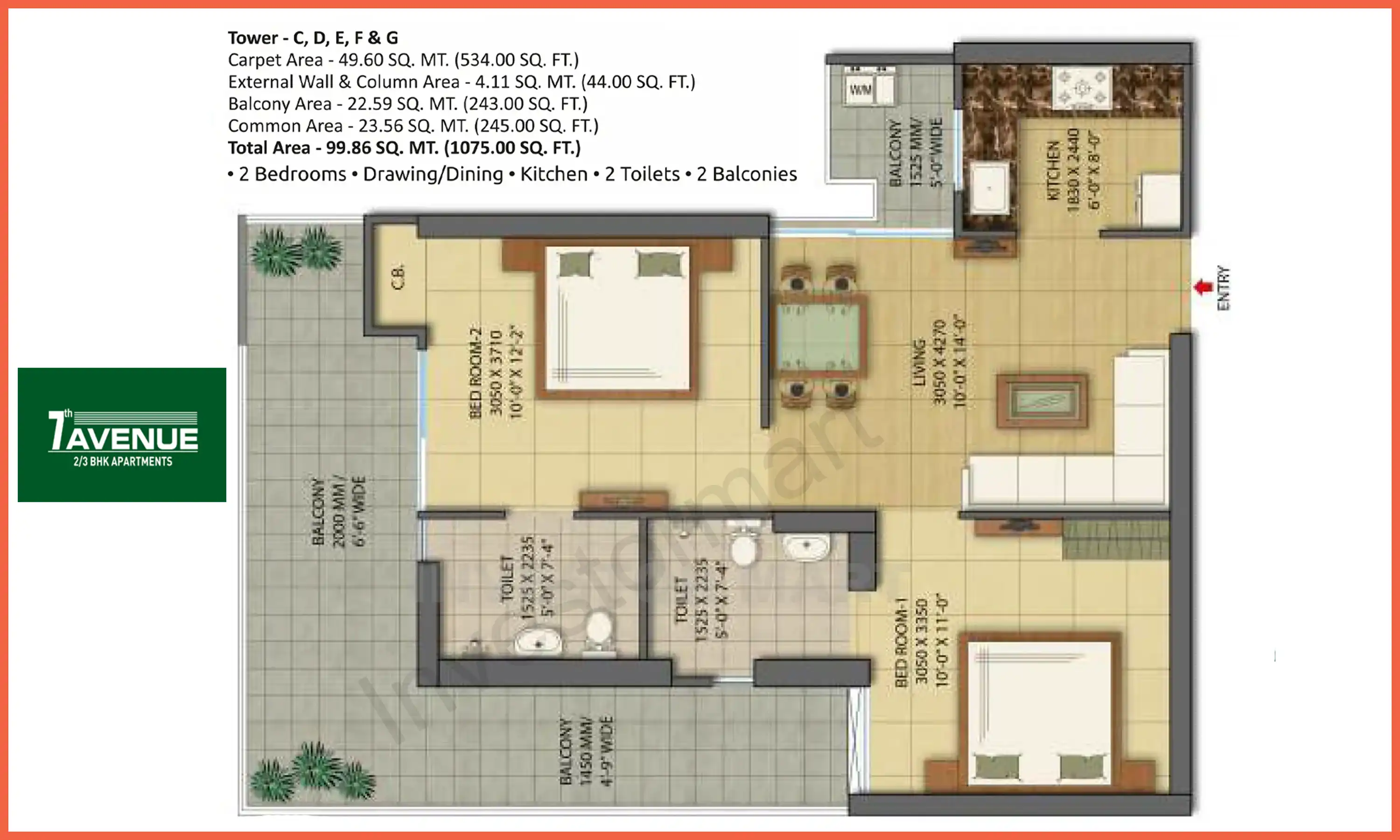 1075 Sqft