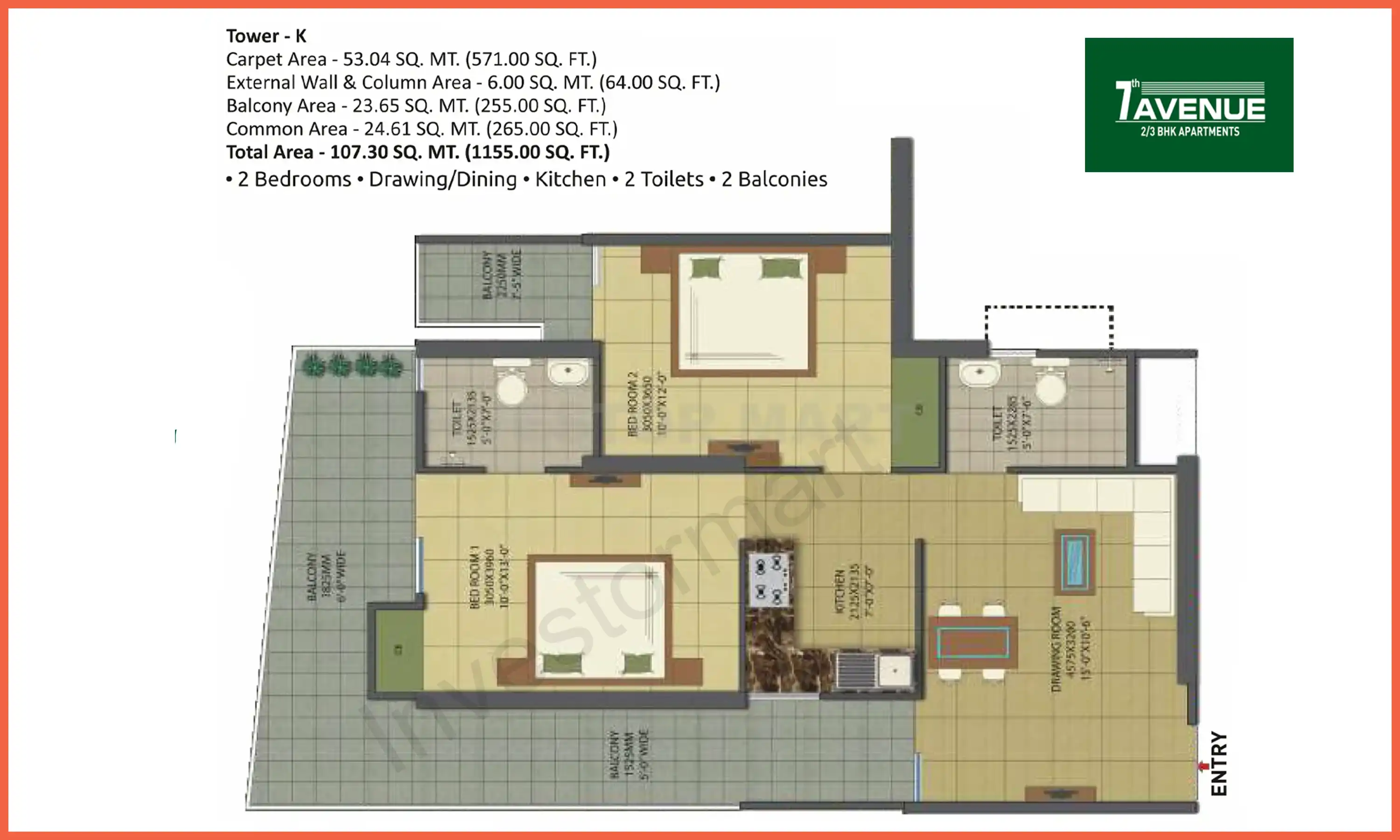 1155 Sqft