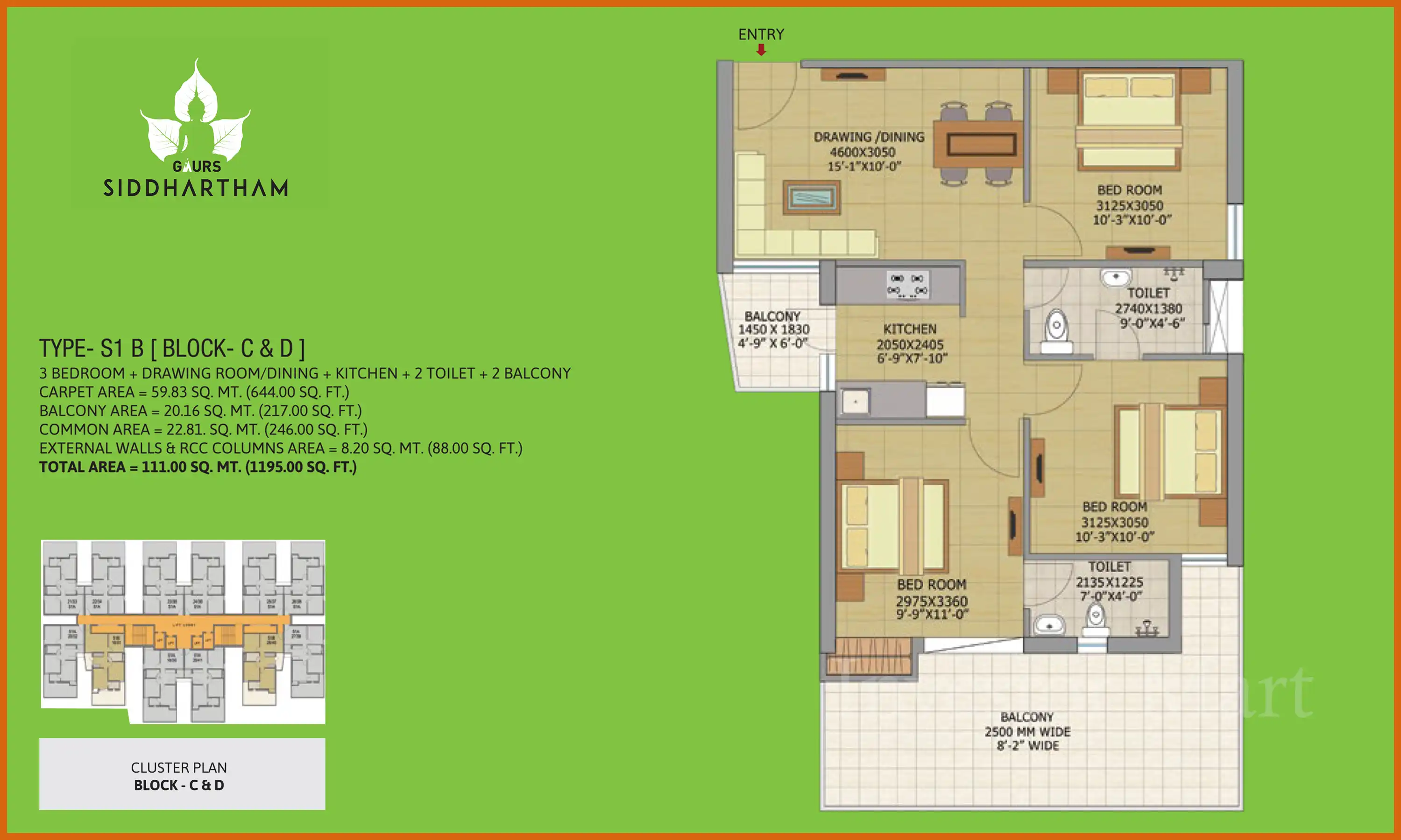 1195 Sqft
