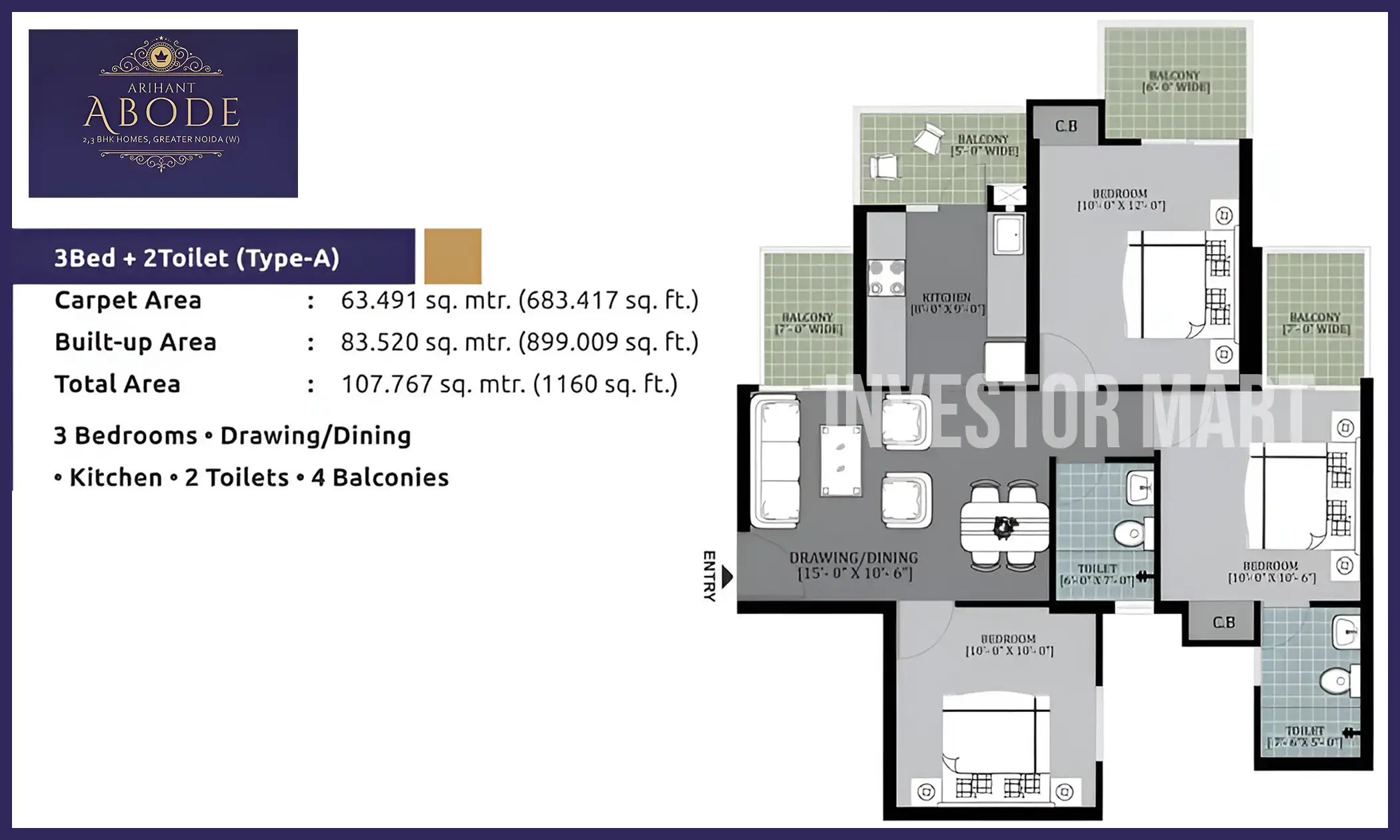 1160 Sqft