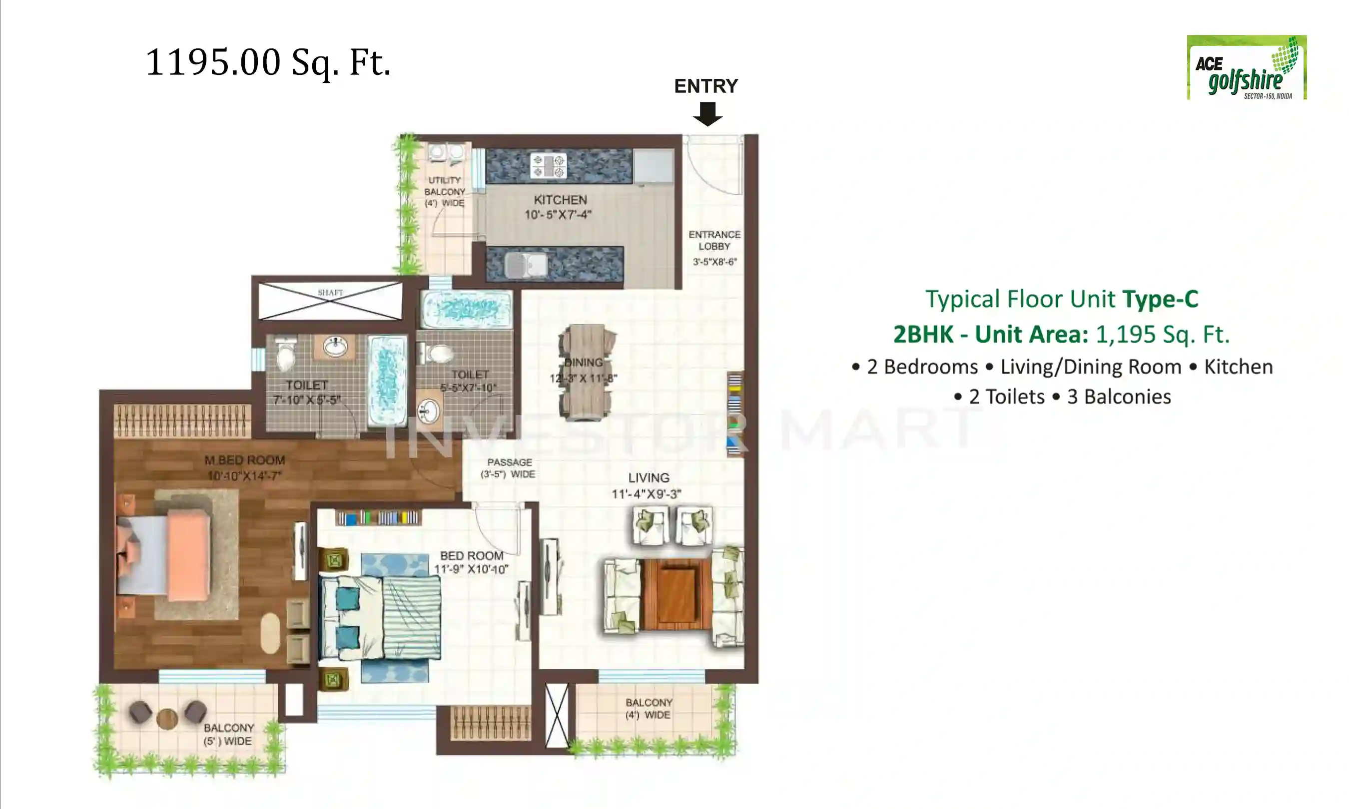 1195 Sqft