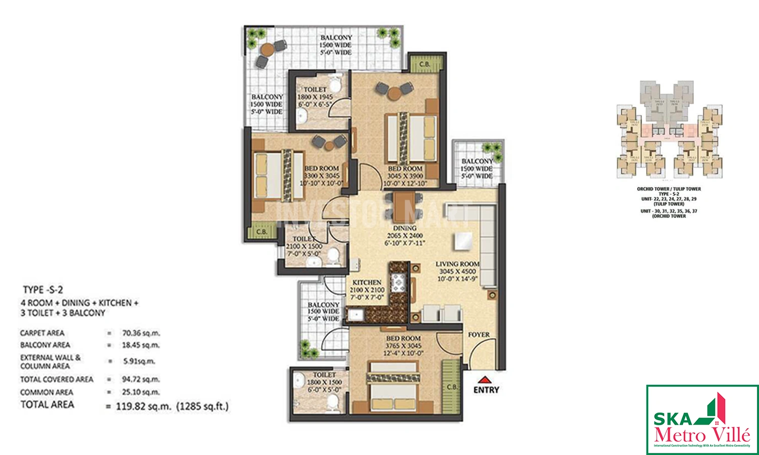 1285 Sqft