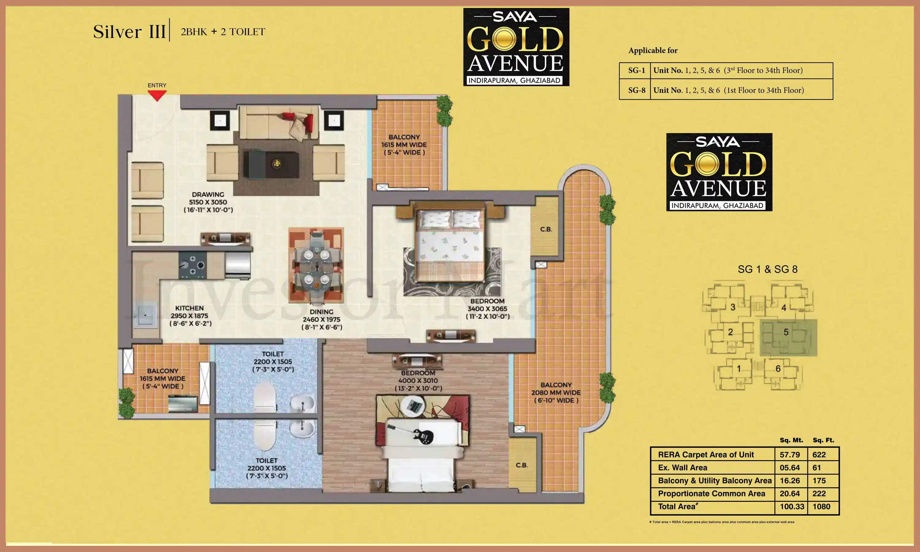 1080 Sqft