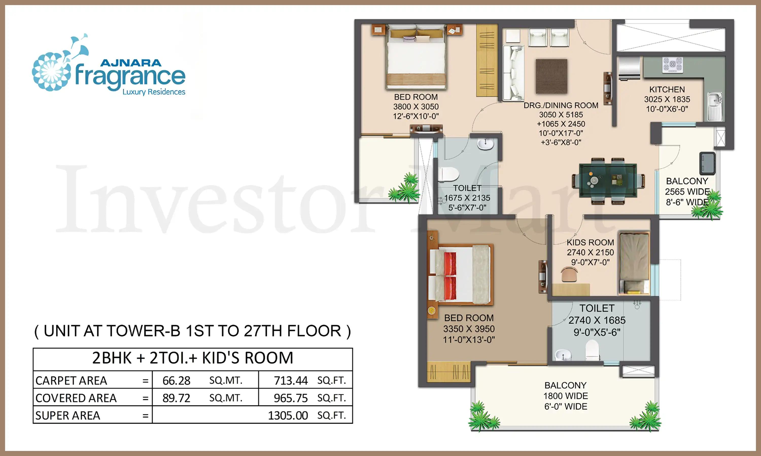 1305 Sqft