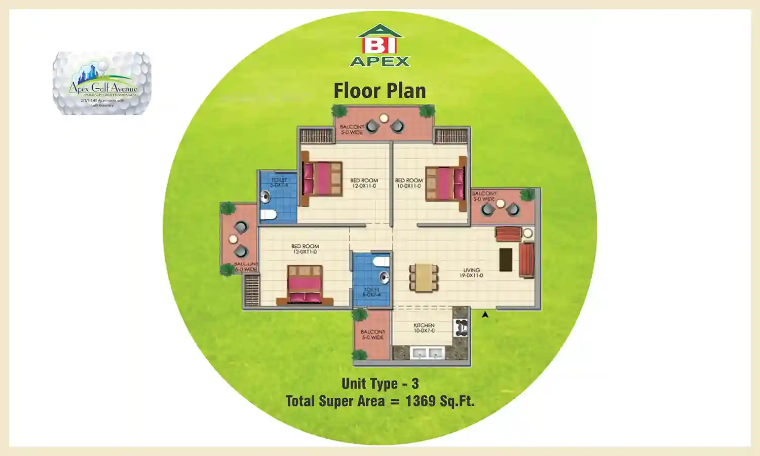 1369 Sqft