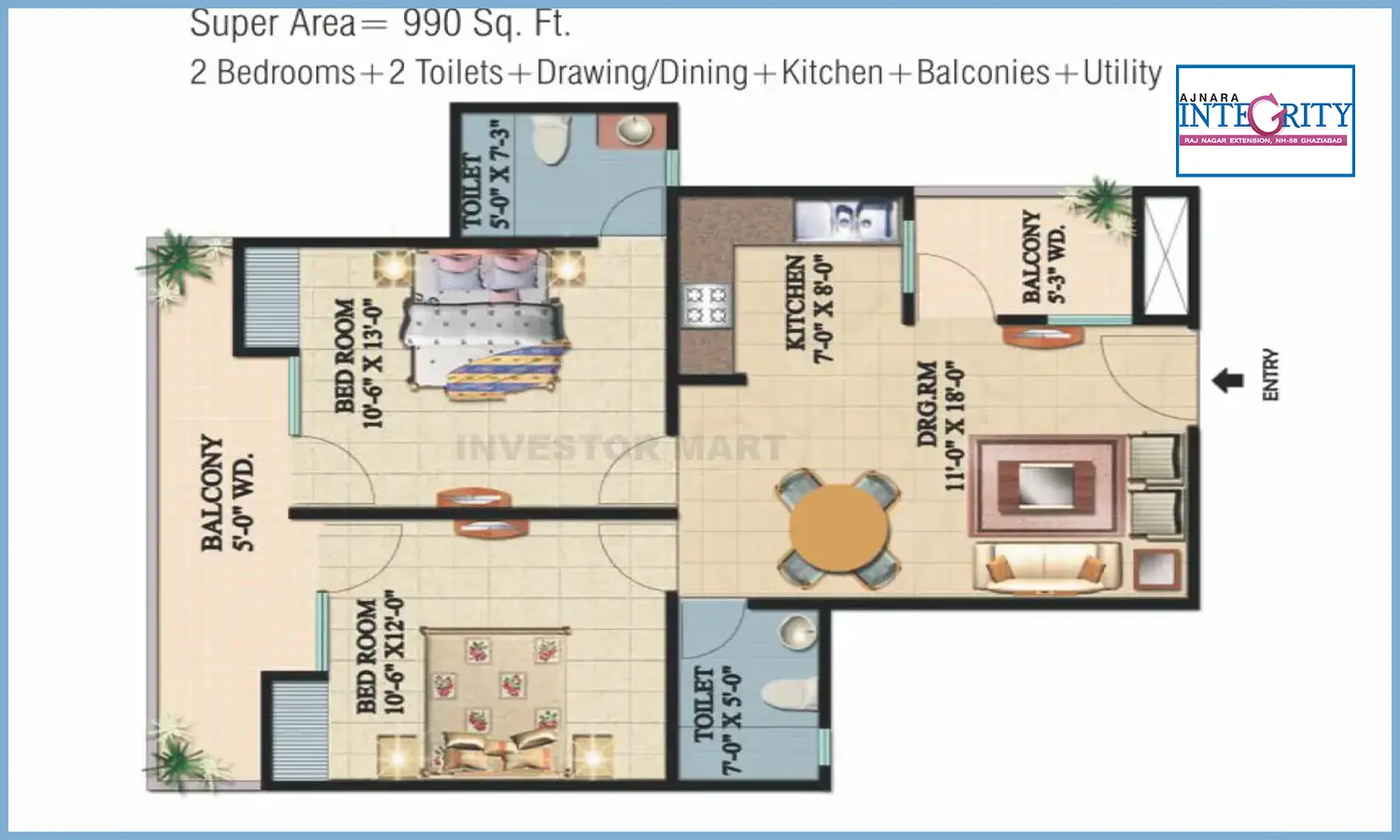 990 Sqft