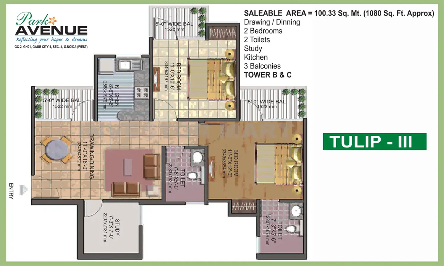 1080 Sqft