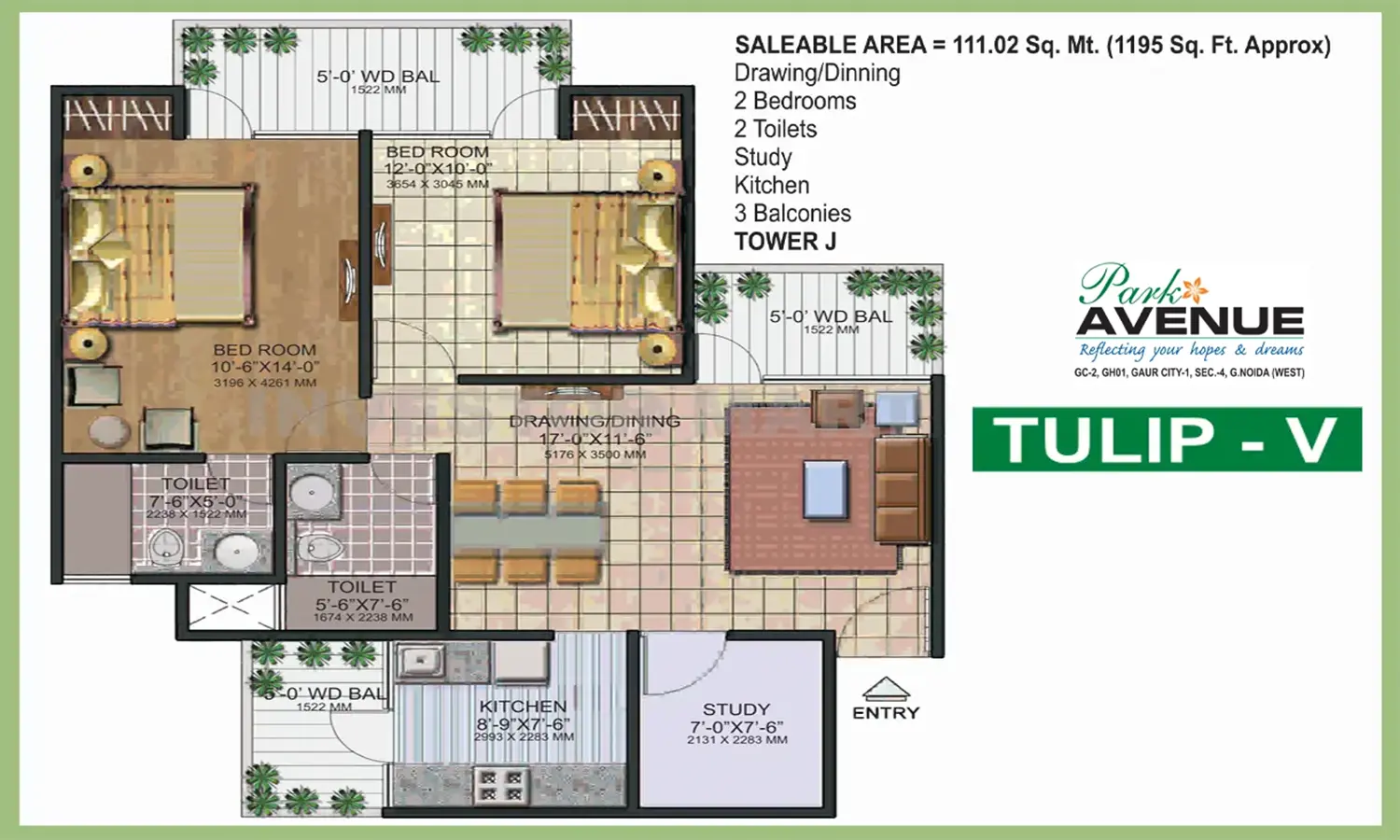 1195 Sqft