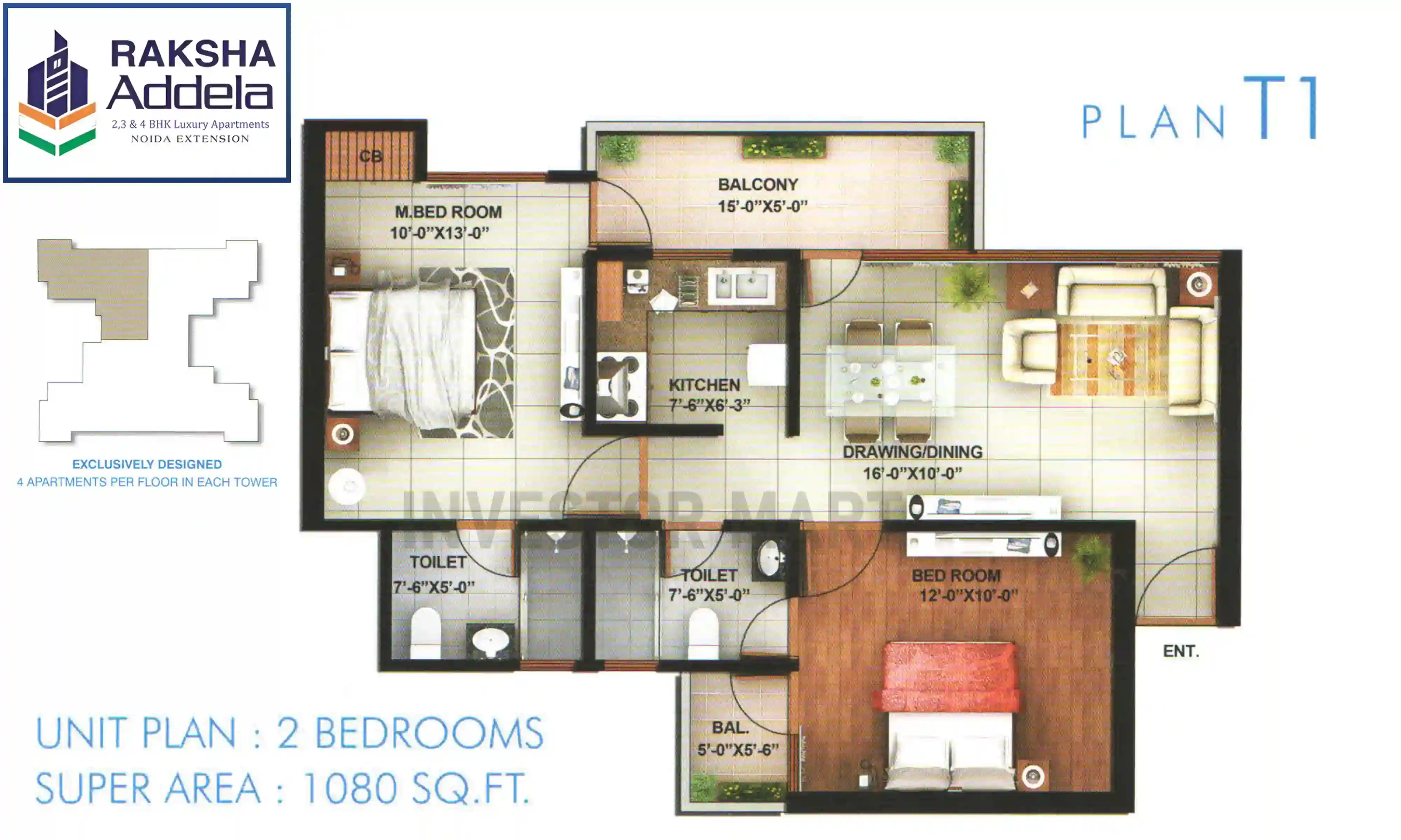 1080 Sqft