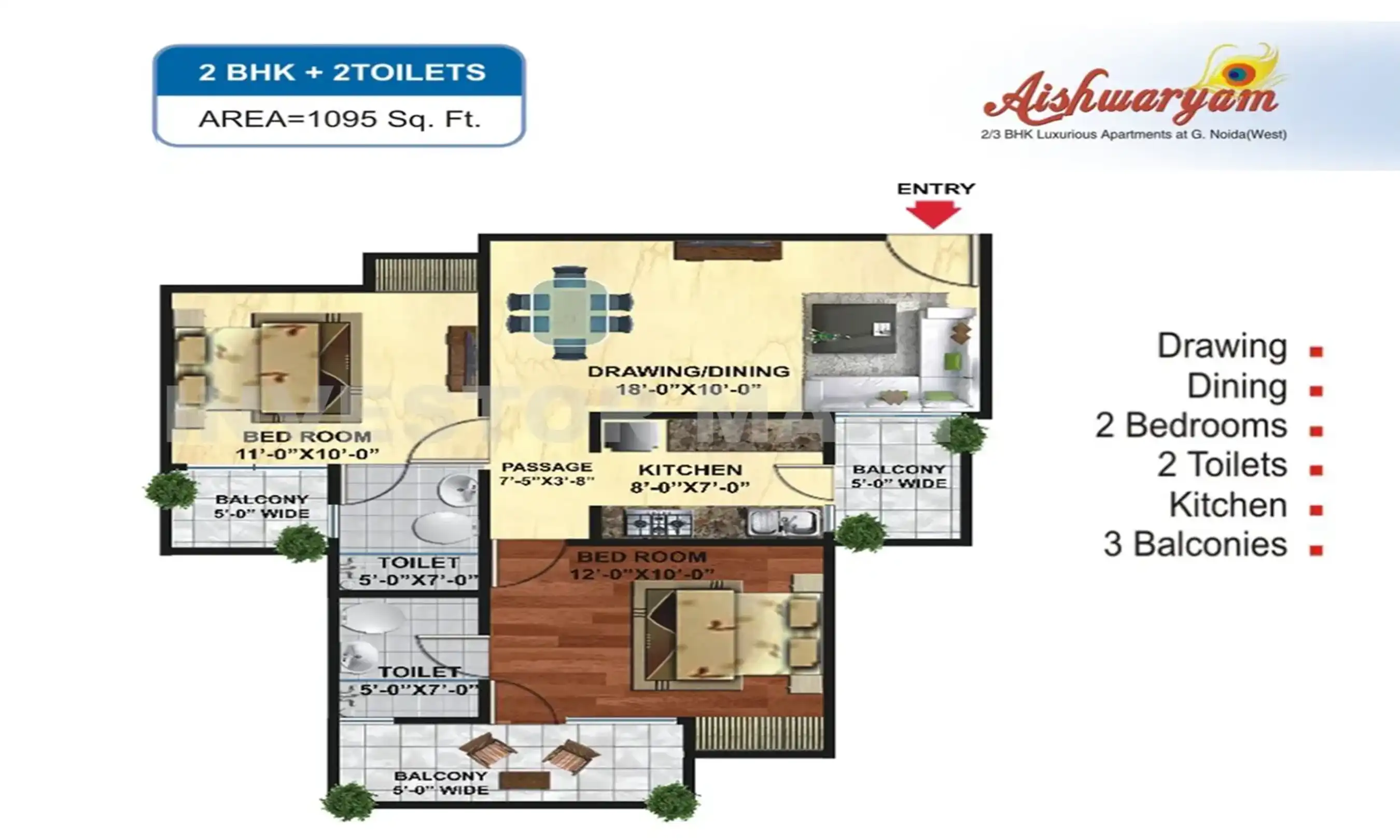 1095 Sqft
