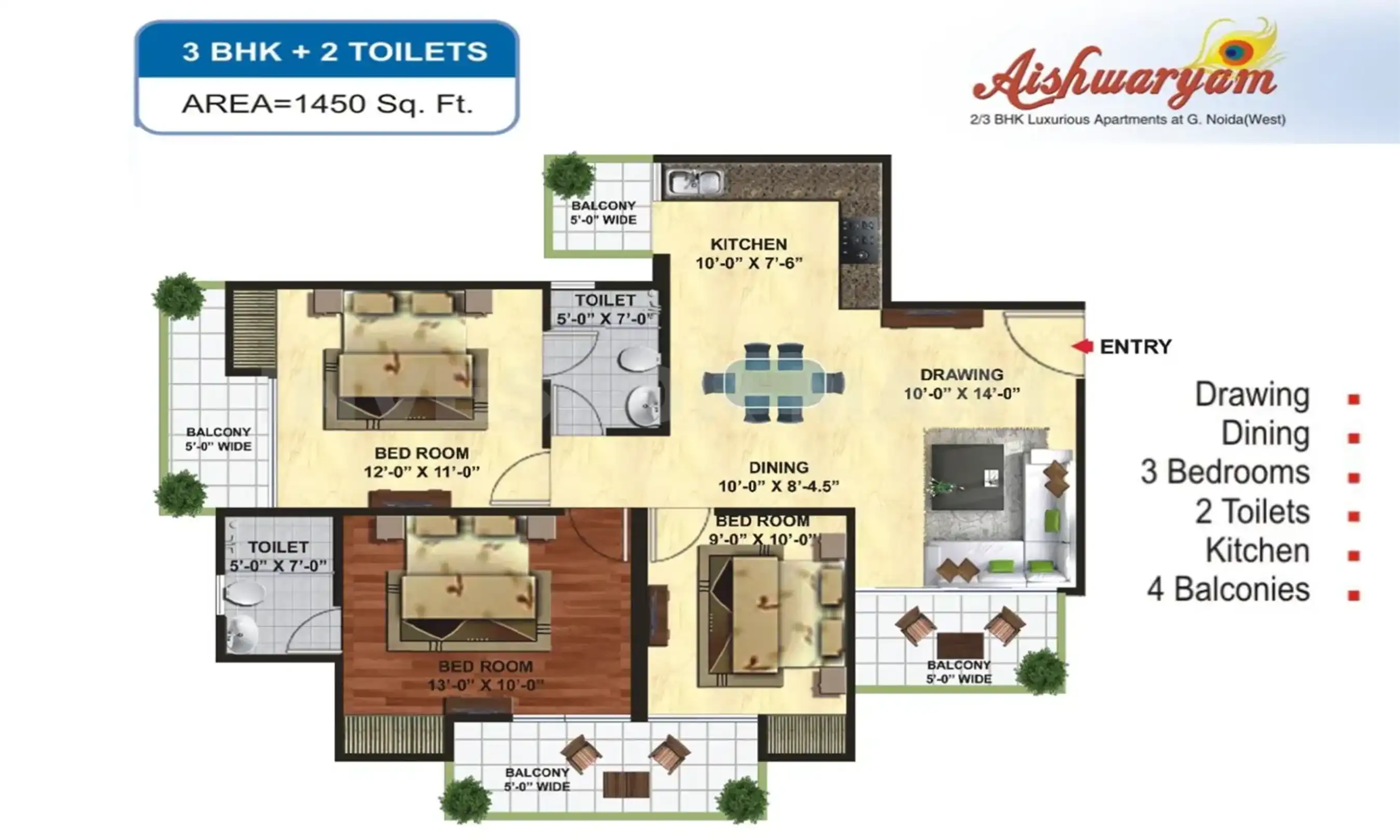 1450 Sqft
