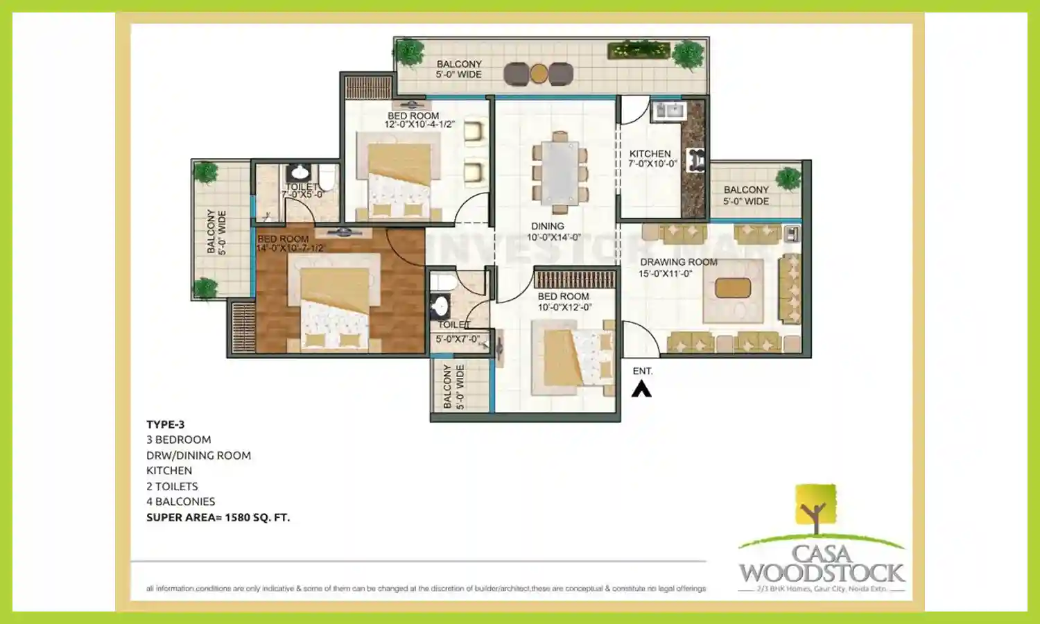 1580 Sqft