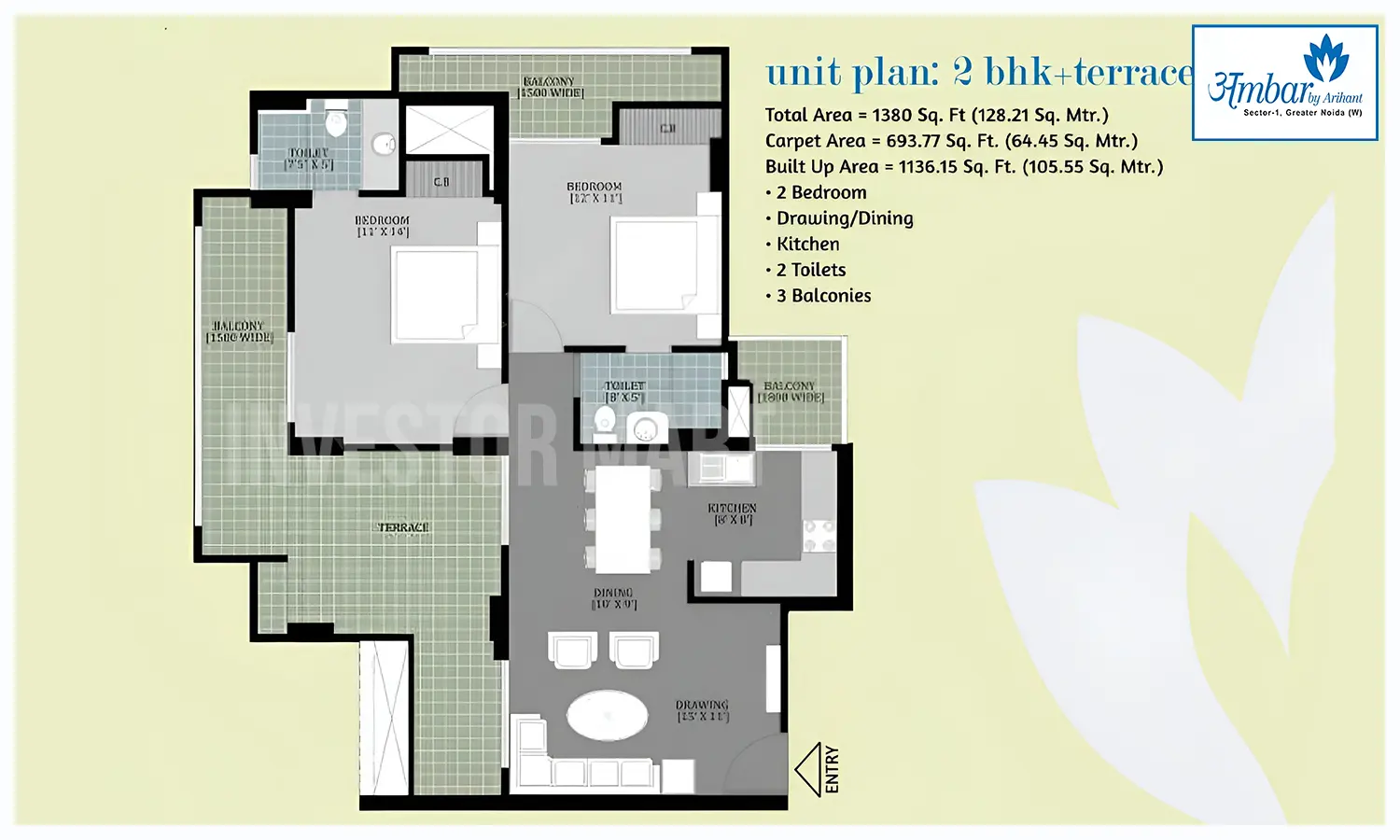 1380 Sqft