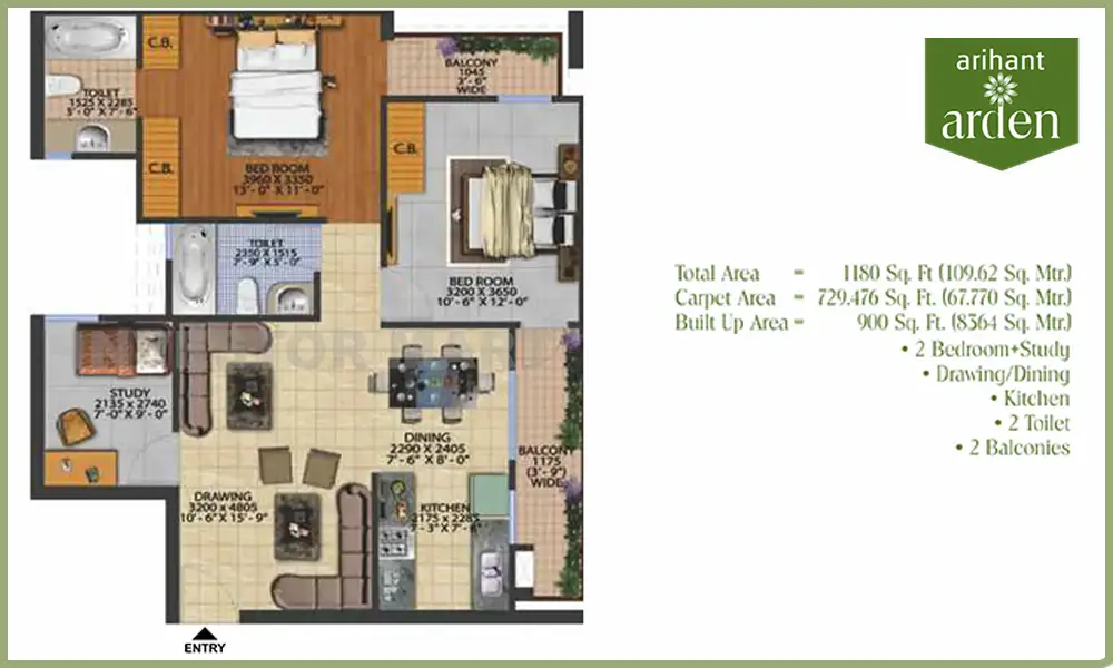 1180 Sqft