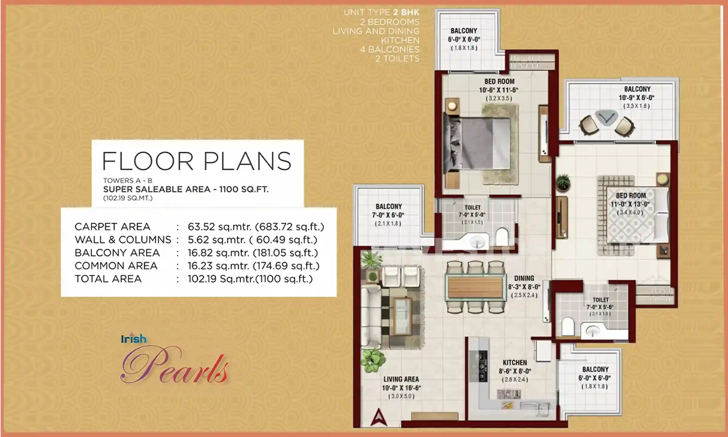 1100 Sqft