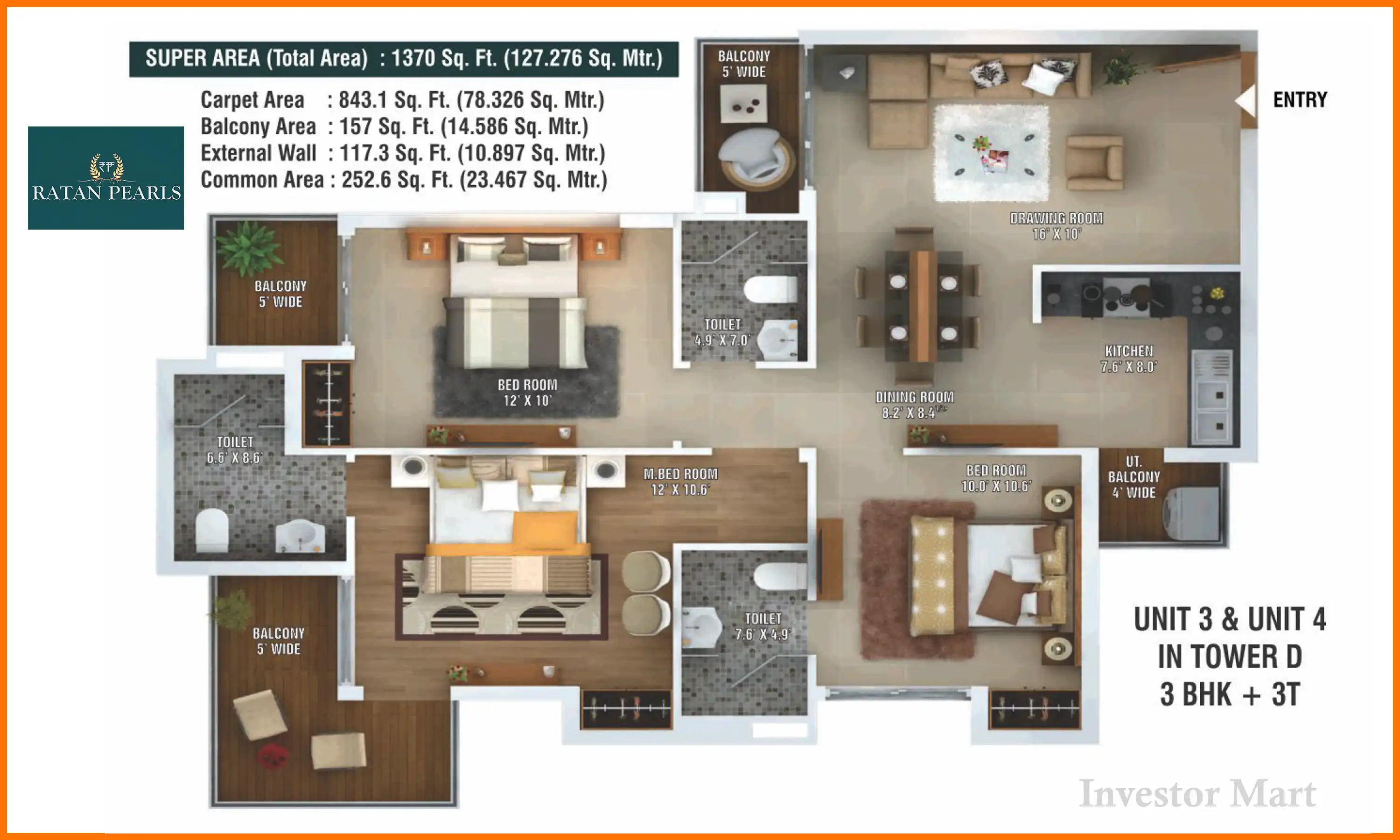 1370 Sqft