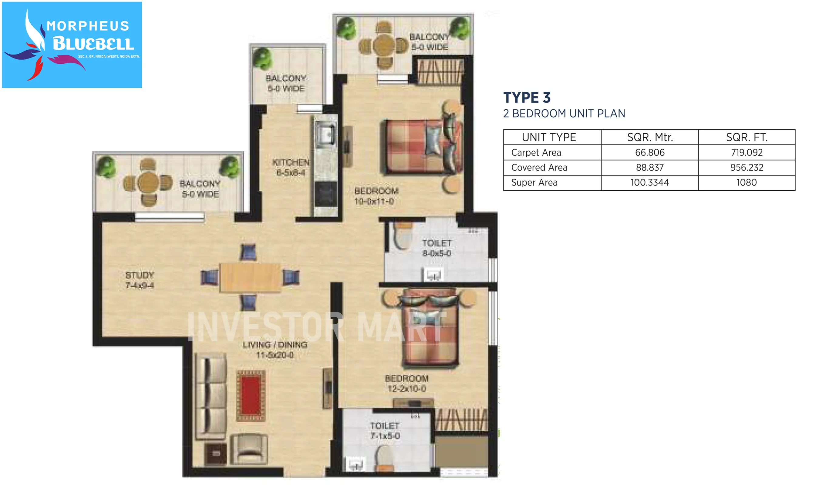 1080 Sqft
