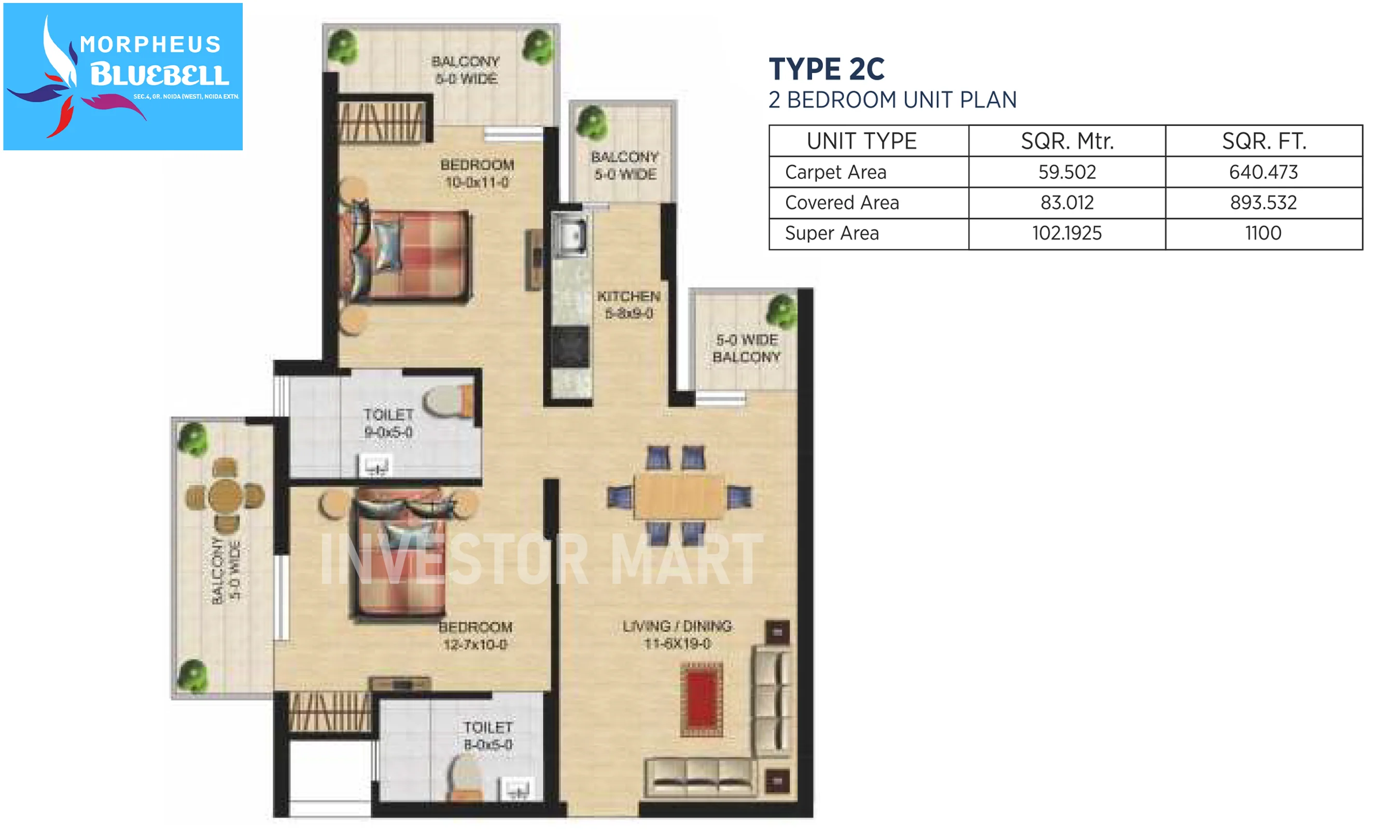 1100 Sqft