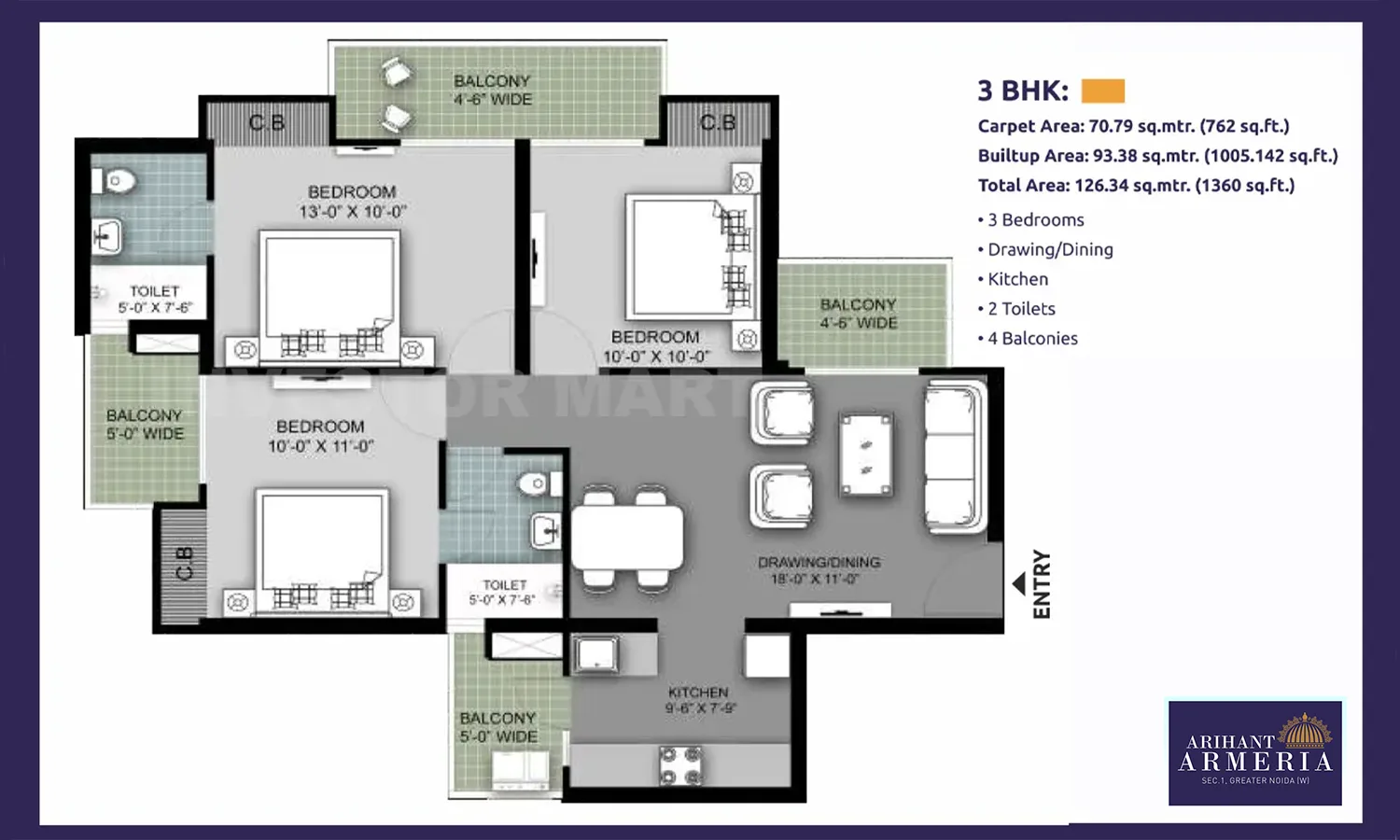 1360 Sqft