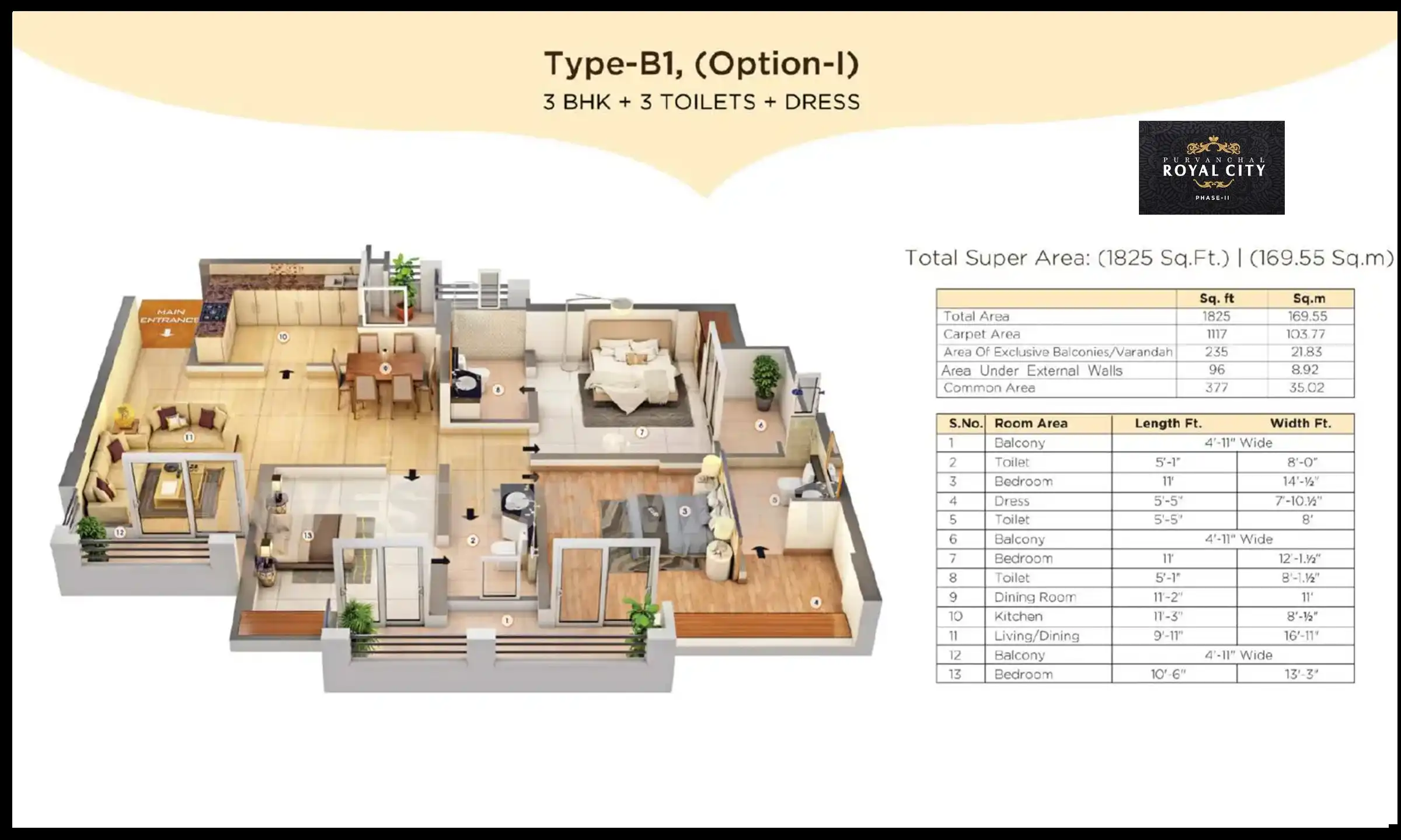 1825 Sqft