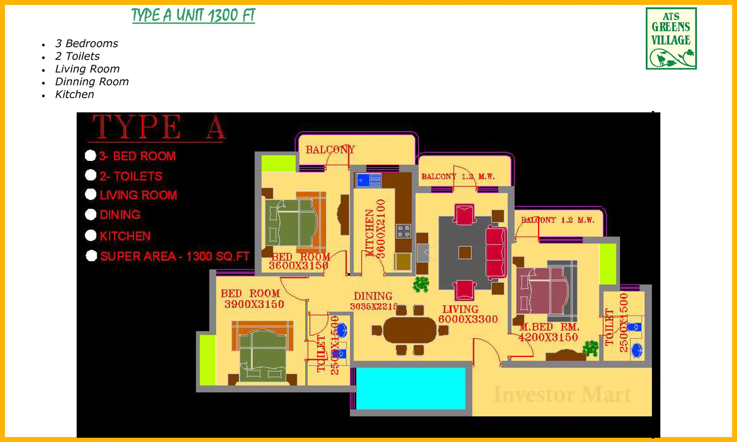 1300 Sqft