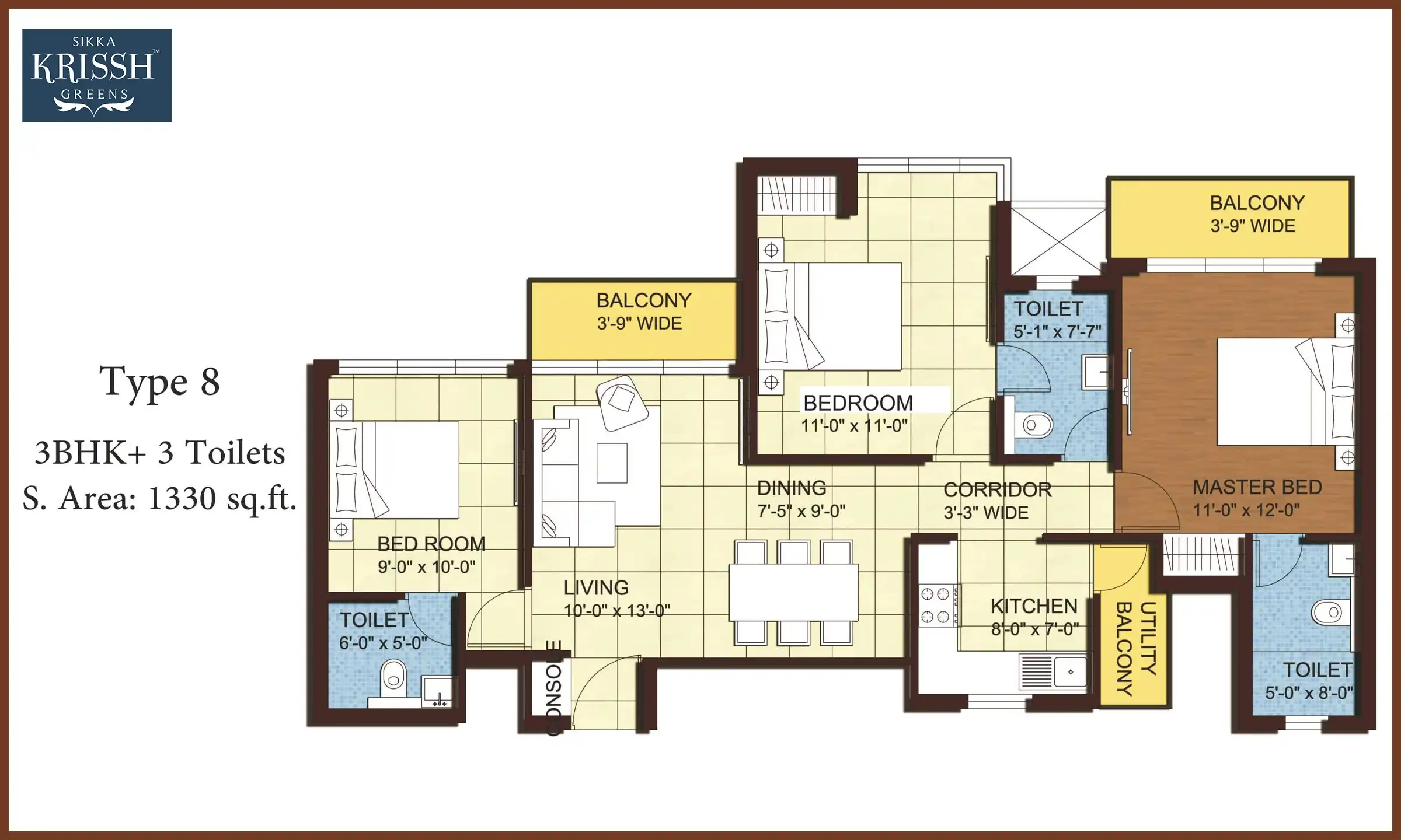 1330 Sqft